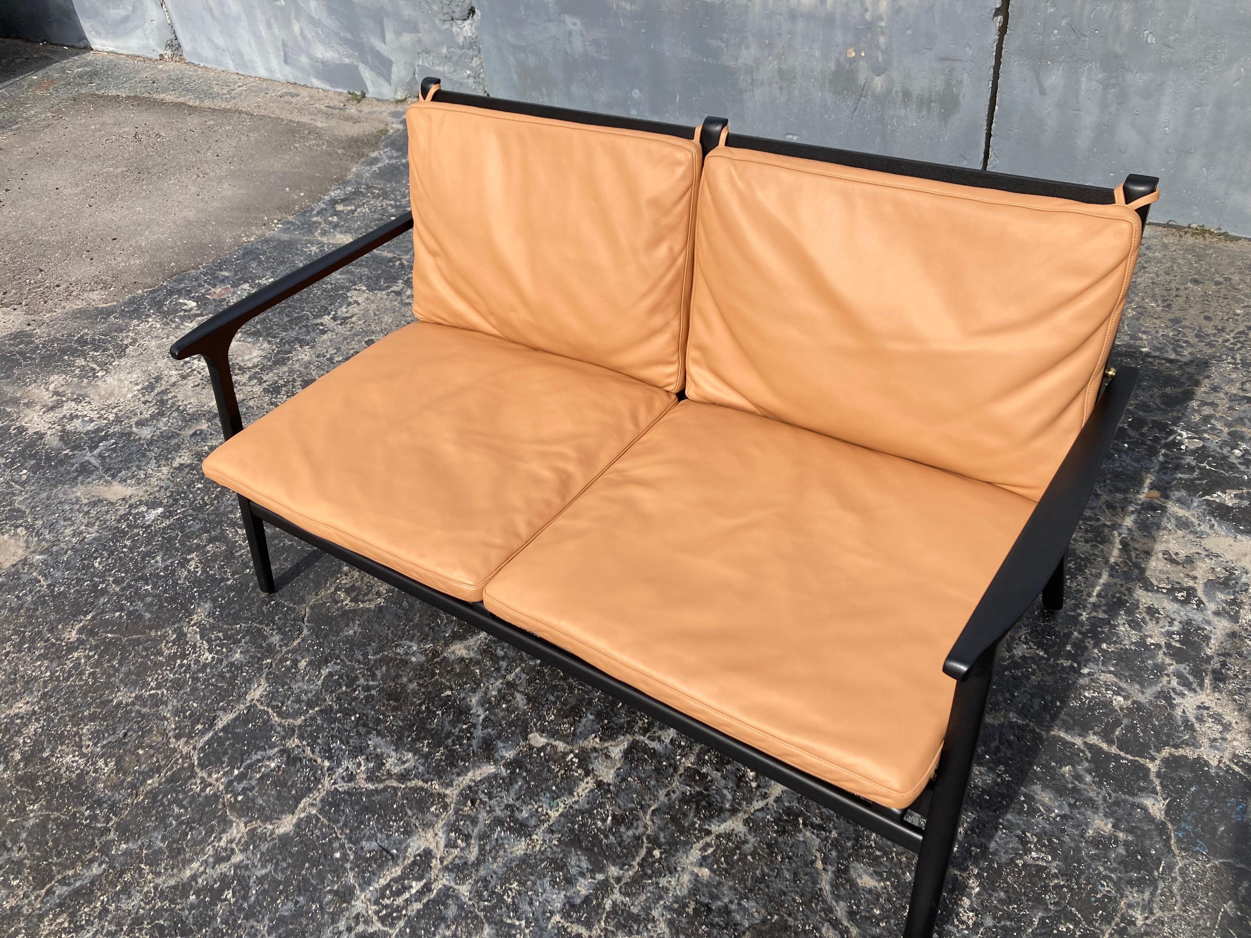 Modern Rén Lounge Chair Two Seater Sofa Stellar Works Space Copenhagen, Oak, Leather For Sale