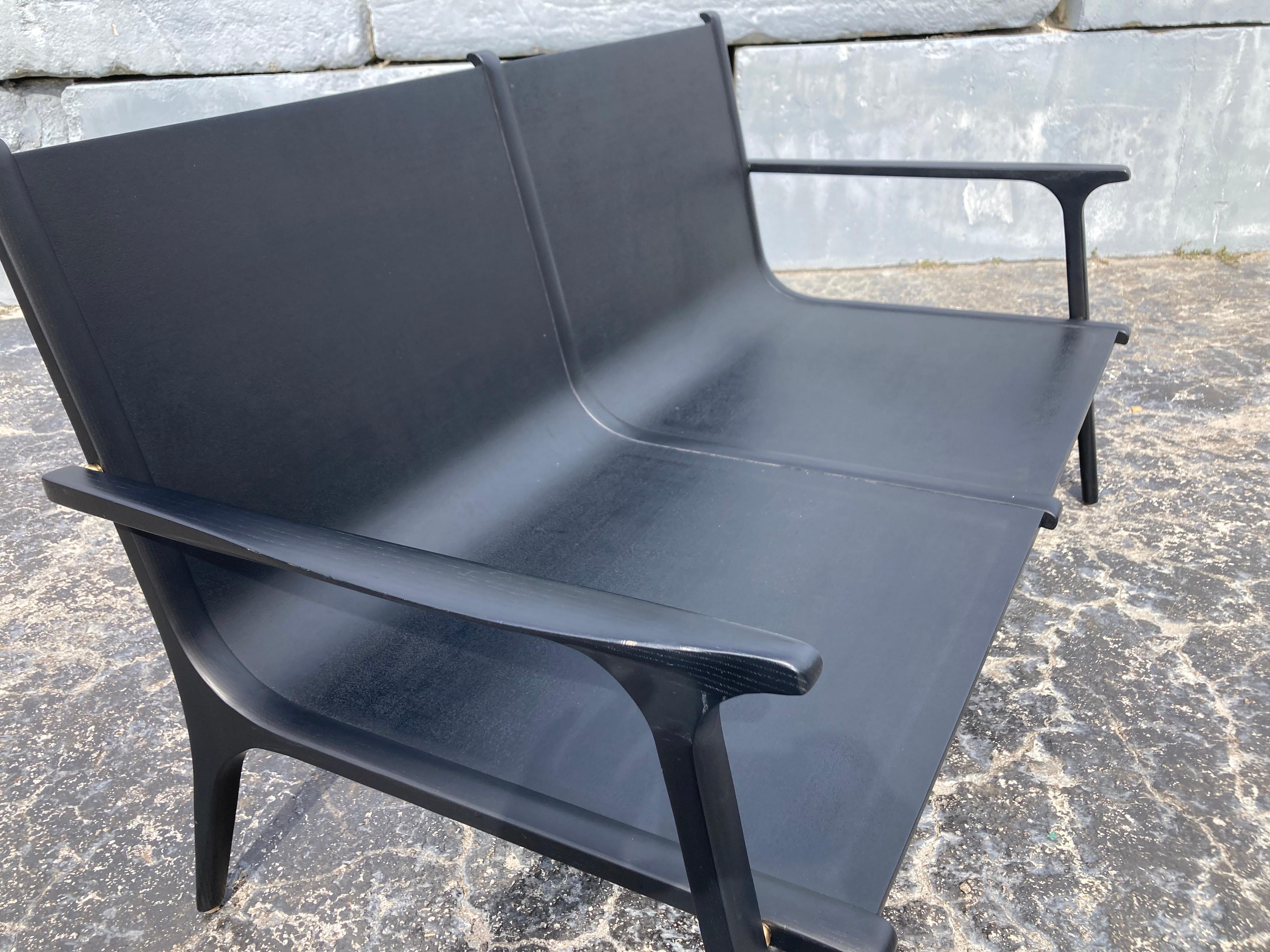 Rén Lounge Chair Zweisitziges Sofa Stellar Works Space Copenhagen, Eiche, Leder (21. Jahrhundert und zeitgenössisch) im Angebot