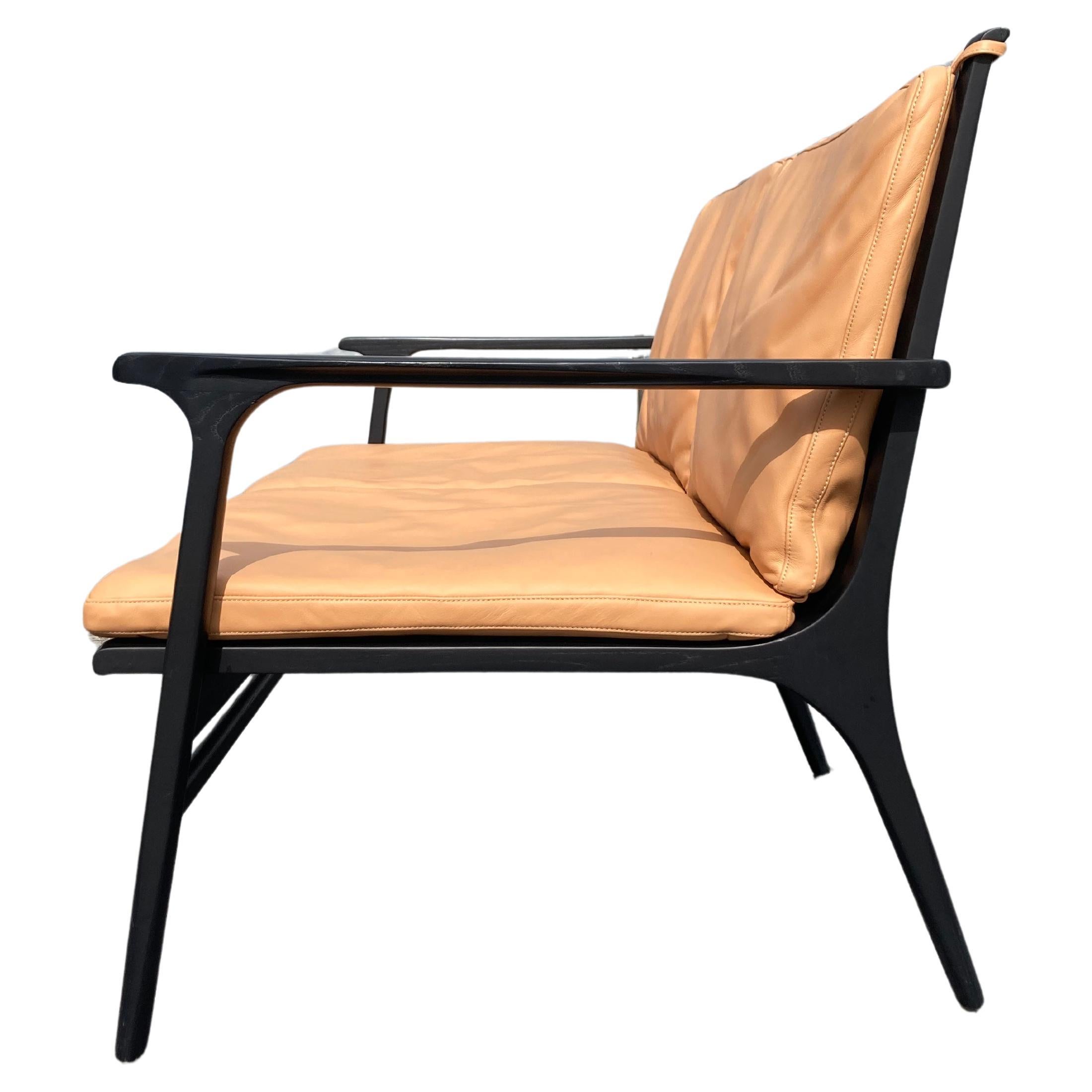 Rén Lounge Chair Zweisitziges Sofa Stellar Works Space Copenhagen, Eiche, Leder im Angebot