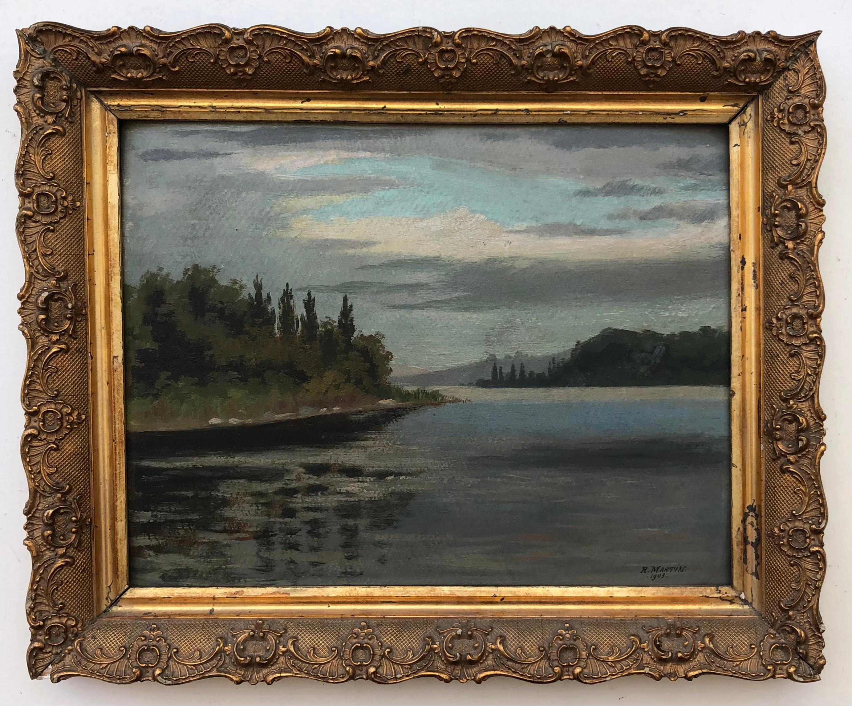 Paisaje lacustre - Painting de René Martin