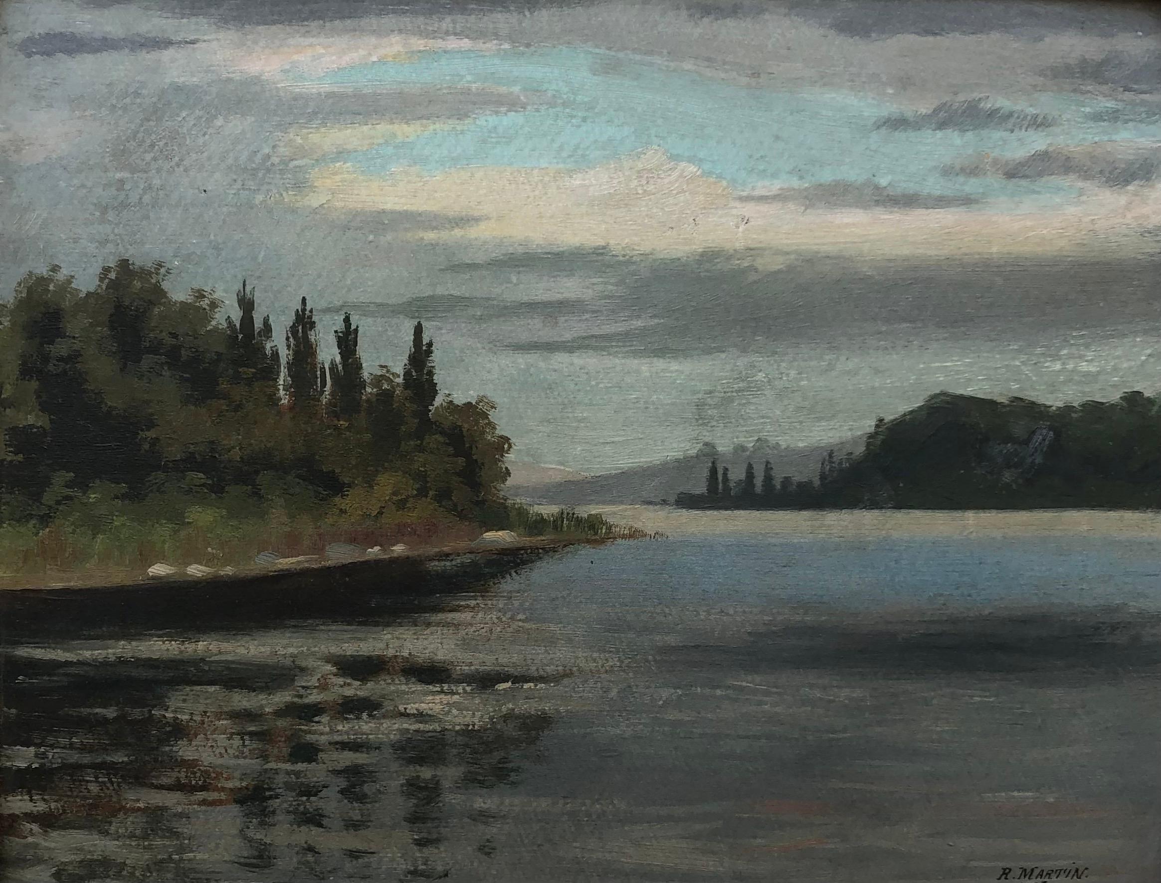 Landscape Painting de René Martin - Paisaje lacustre