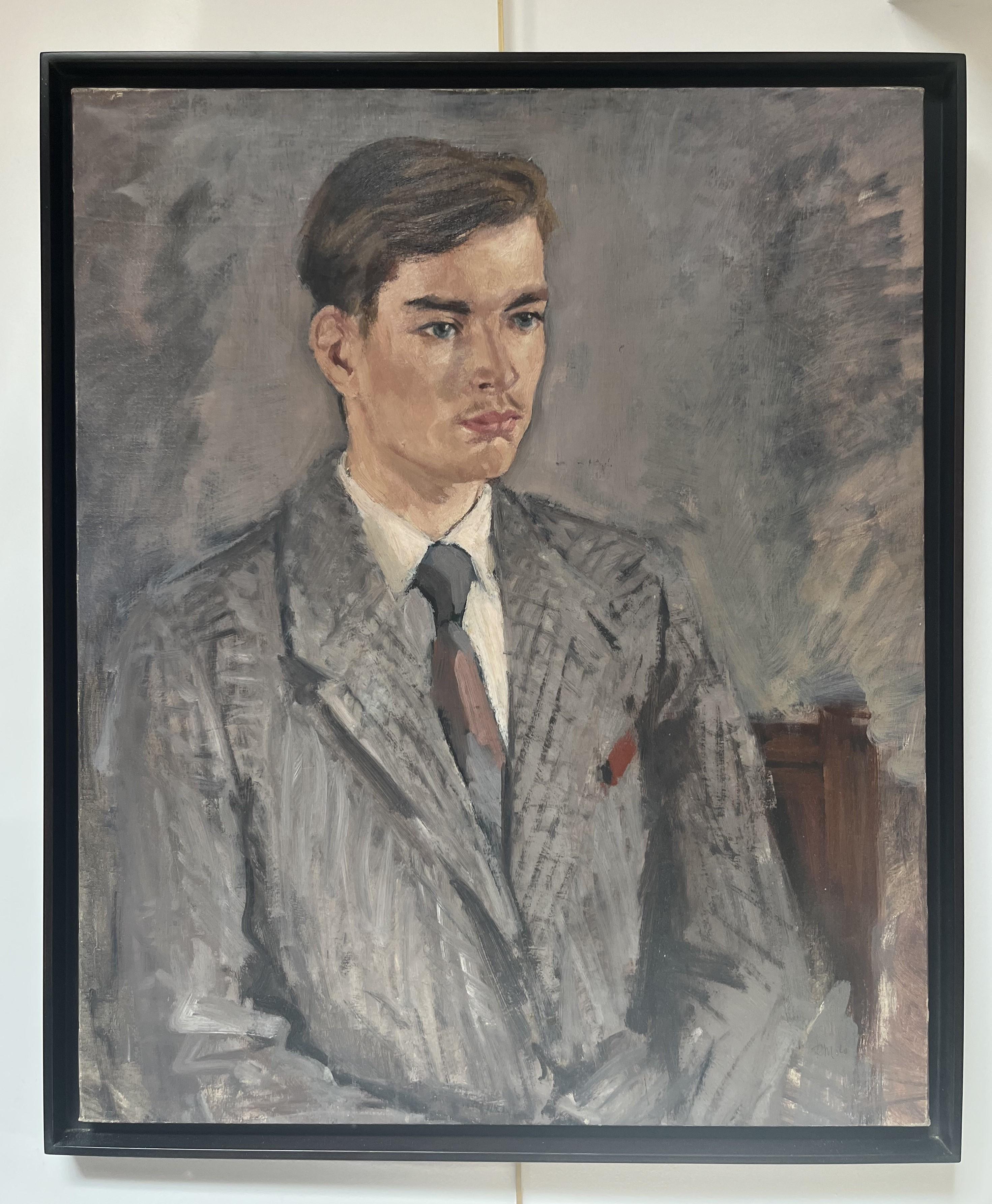 René Mels (1909-1977) Porträt eines jungen Mannes, Öl auf Leinwand signiert im Angebot 3