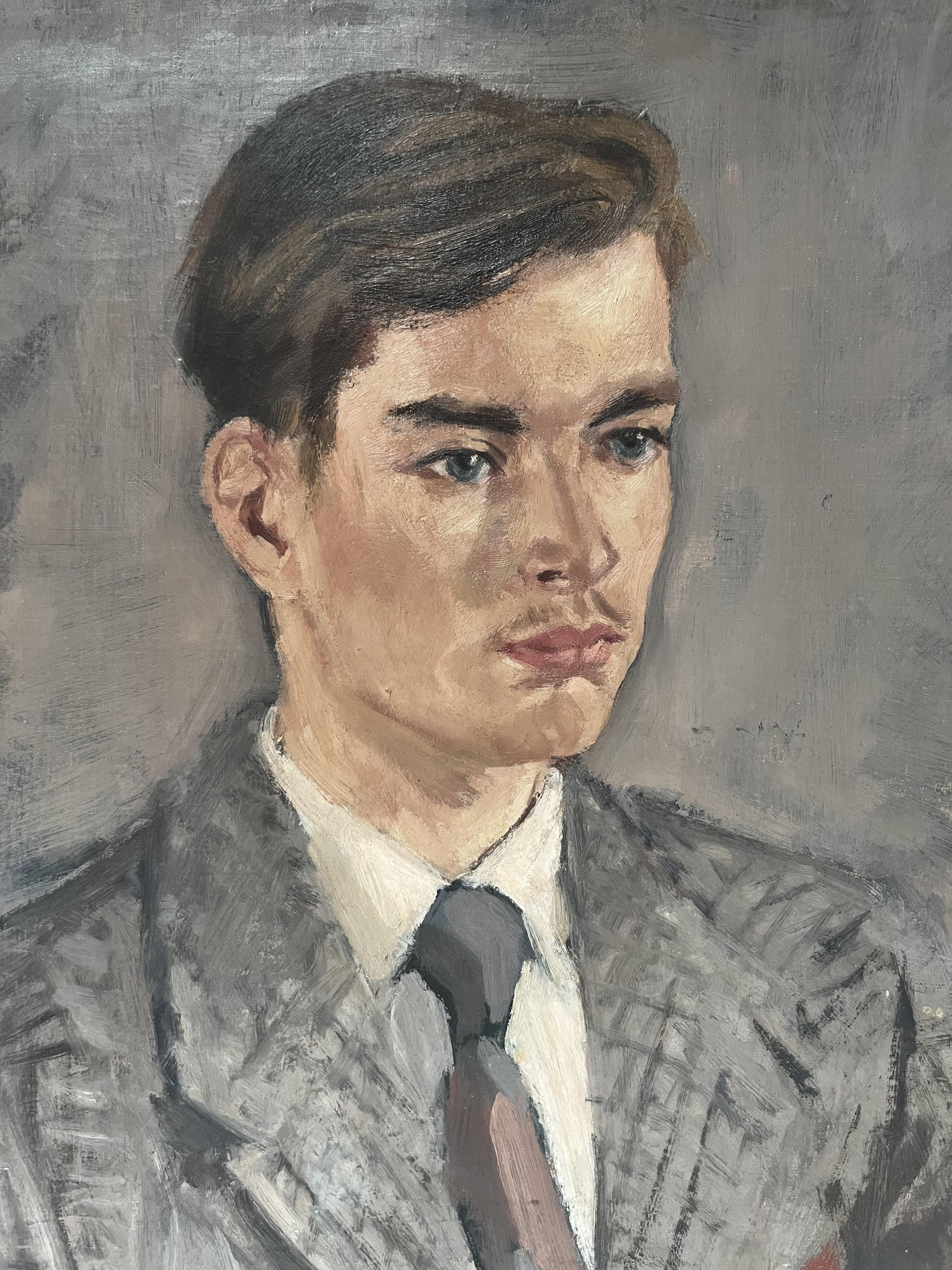 René Mels (1909-1977) Porträt eines jungen Mannes, Öl auf Leinwand signiert im Angebot 4