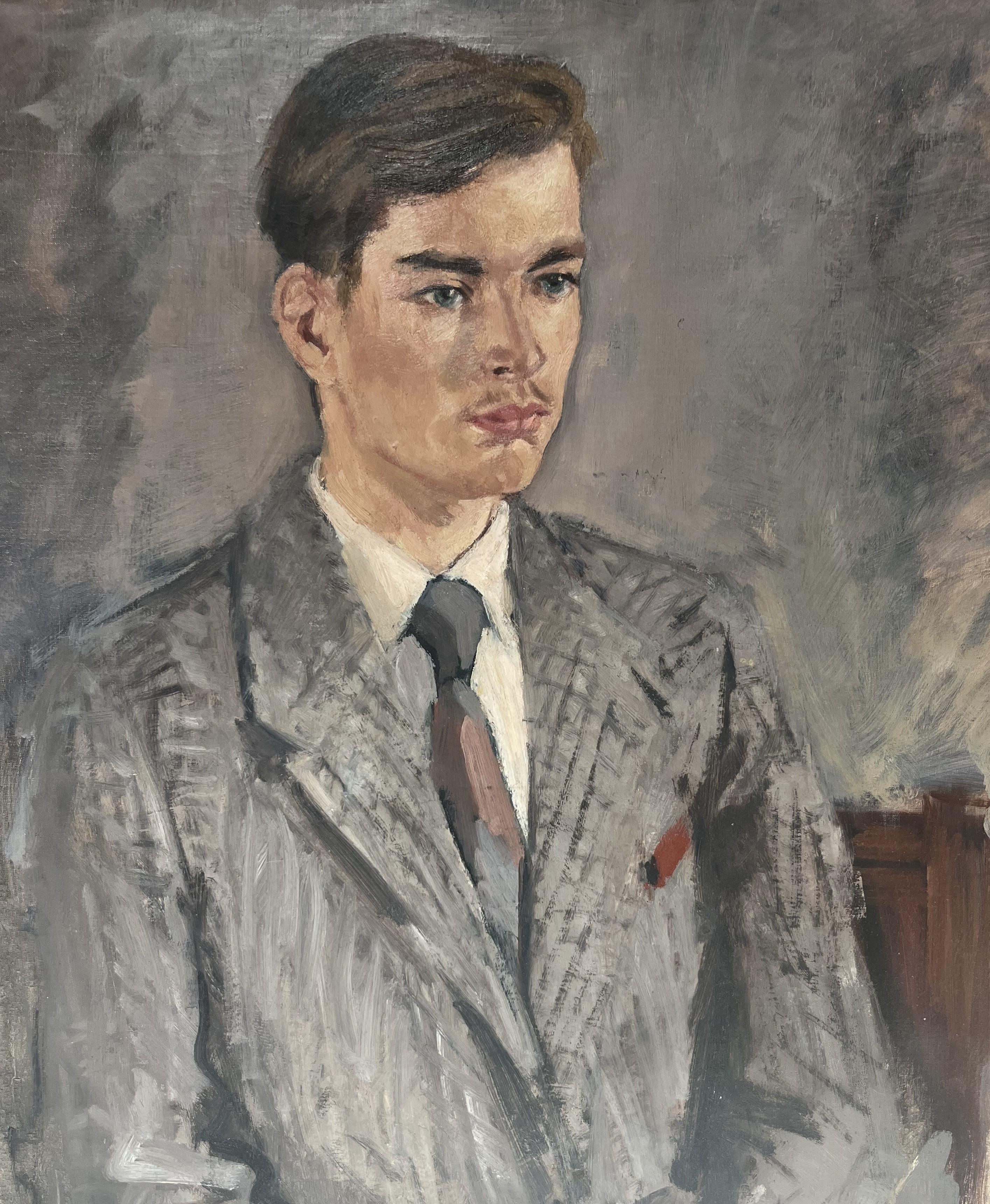 René Mels (1909-1977) Porträt eines jungen Mannes, Öl auf Leinwand signiert im Angebot 6