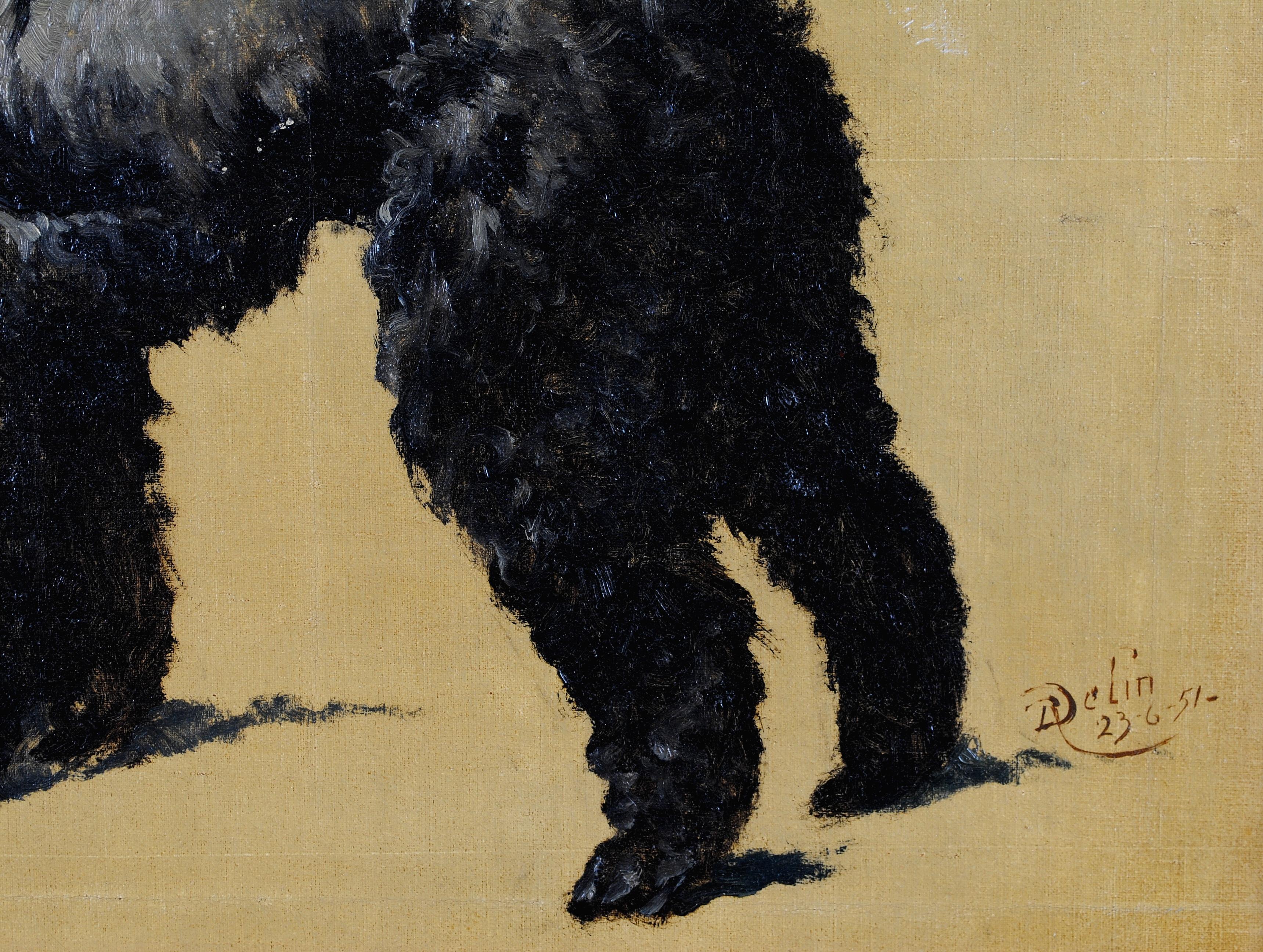 Ritratto di Terrier - Pittura su tela con cane belga della metà del XX secolo in vendita 2