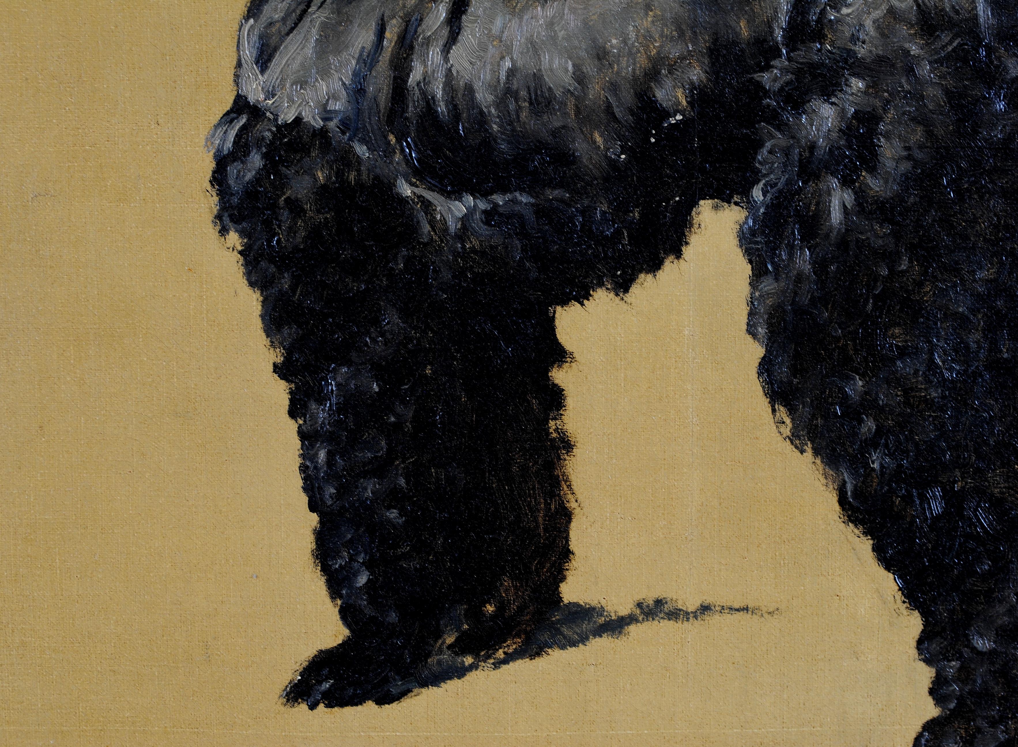 Ritratto di Terrier - Pittura su tela con cane belga della metà del XX secolo in vendita 3