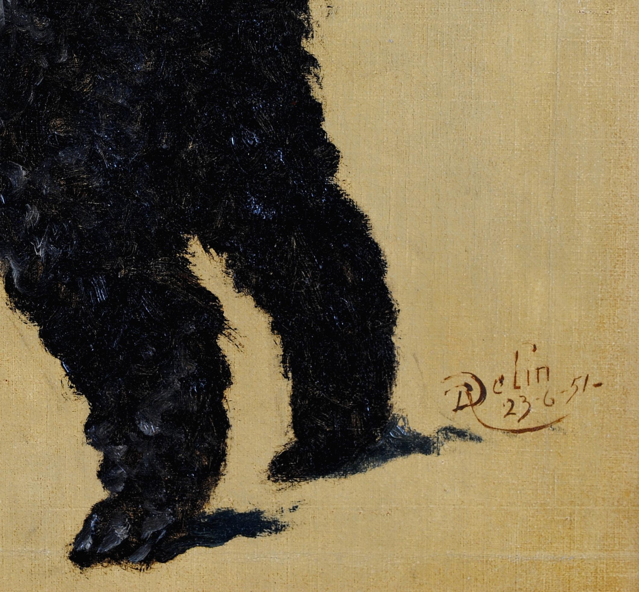 Ritratto di Terrier - Pittura su tela con cane belga della metà del XX secolo in vendita 4