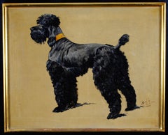 Portrait d'un terrier belge du milieu du 20e siècle, peinture à l'huile sur toile
