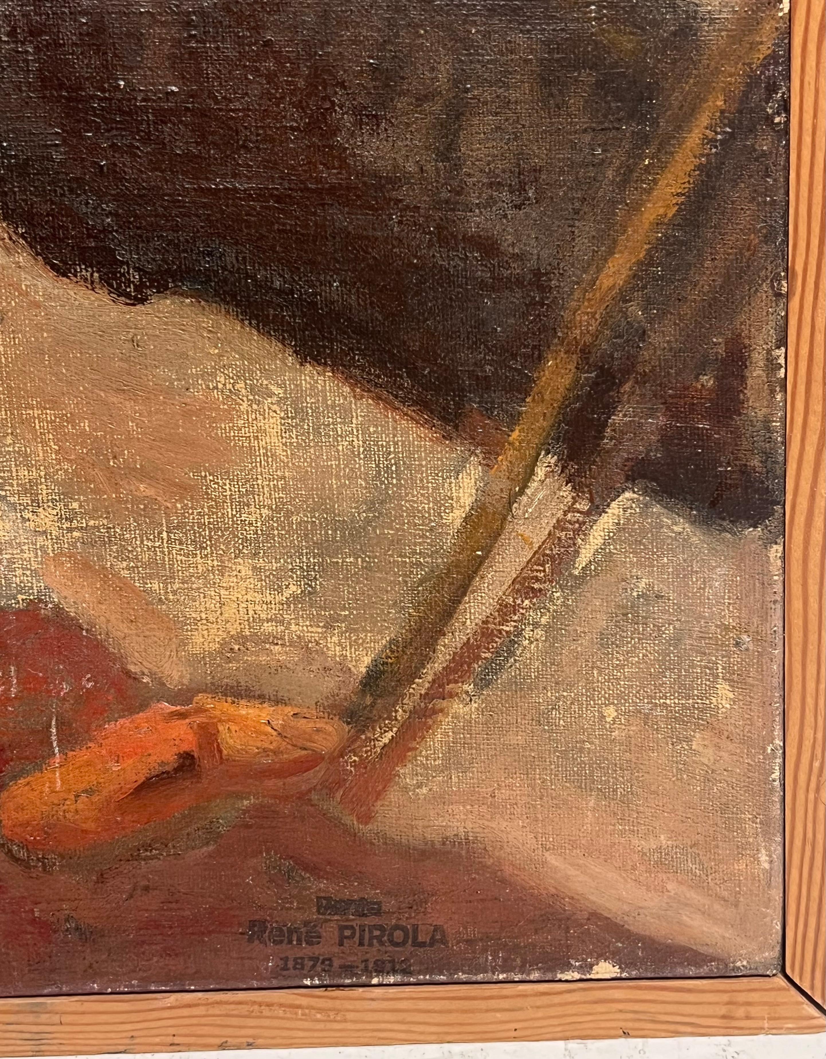 Antique French Impressionist Self-Portrait of Artist 1900's Oil Painting canvas en vente 1