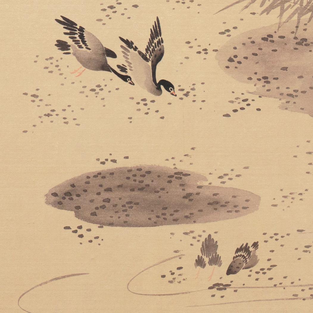 Chinese School, 20th century; After Ren Renfa (Qinglongzhen, 1255-1328). Signed center right in Chinese with artist chop mark for 'Yueshan Daoren' 月山道人, brush name for Ren Renfa.

(Qinglongzhen [now Qingpu, Songjiang, Shanghai Municipality], b.1255;
