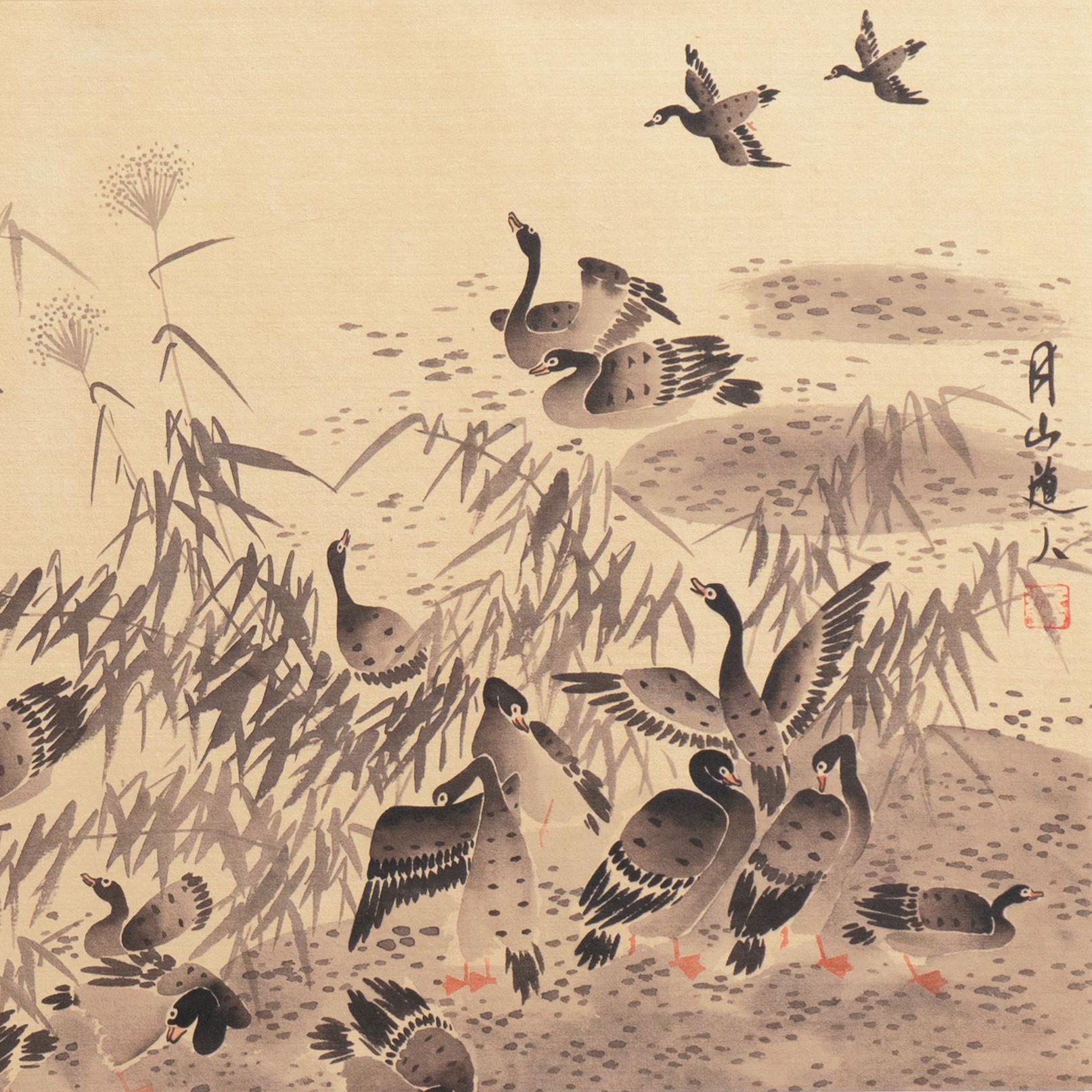 'Geese on a Lake', Chinese scroll, calligraphy, Sumi-e, Song, Yuan Dynasty For Sale 3
