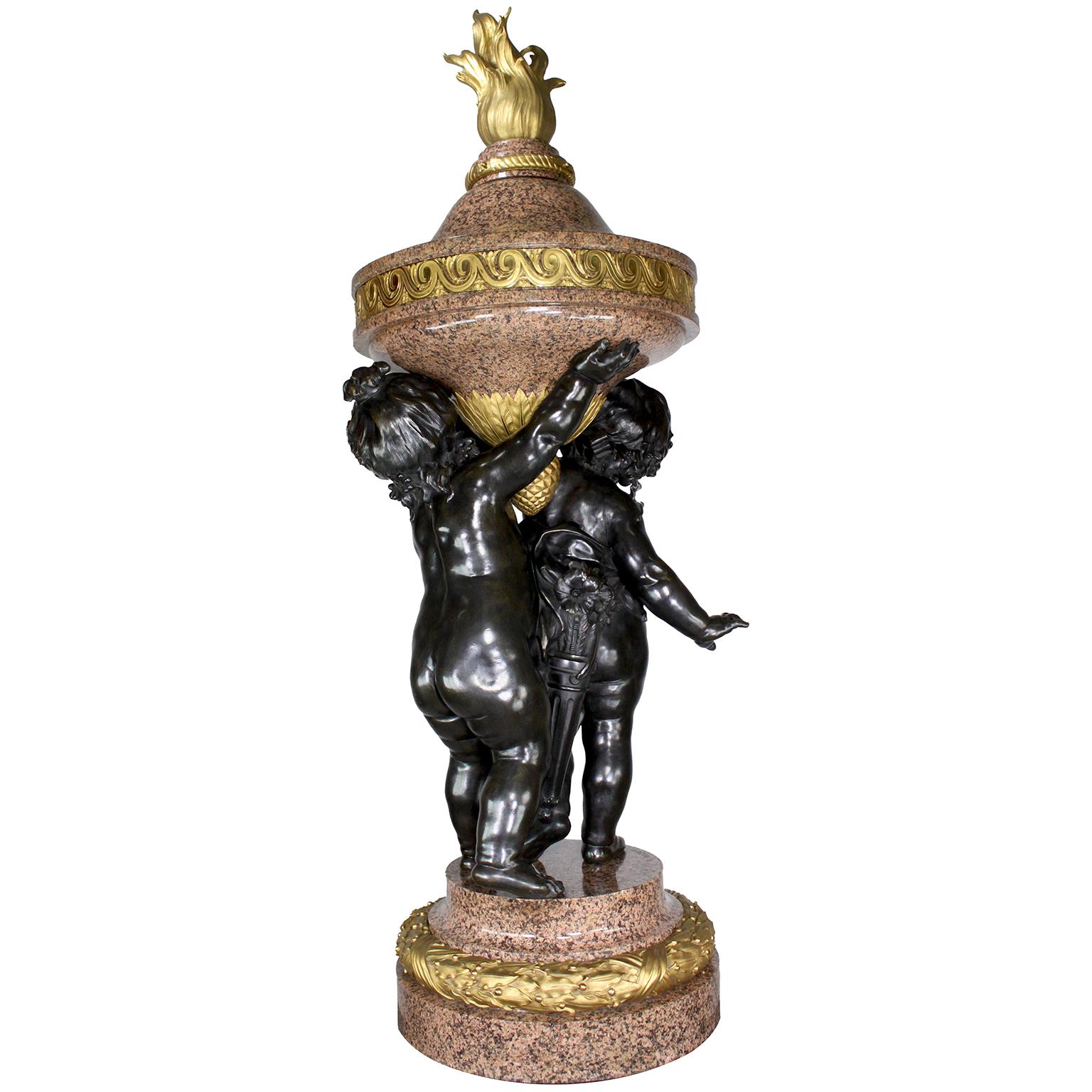 Monumental Pair French 19th Century Putto Flambeaux Urns Torchere Urn Sculptures For Sale 7