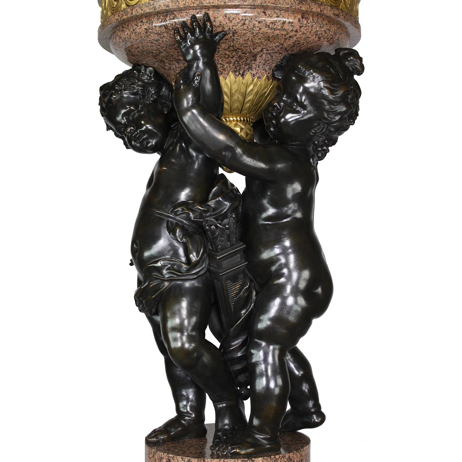 Monumental Pair French 19th Century Putto Flambeaux Urns Torchere Urn Sculptures For Sale 8