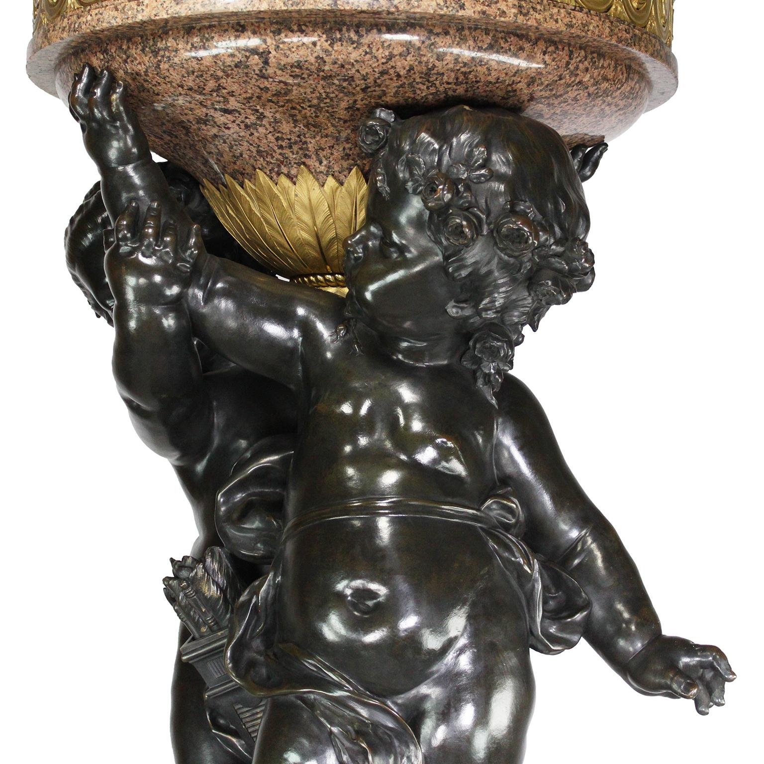 Monumental Pair French 19th Century Putto Flambeaux Urns Torchere Urn Sculptures For Sale 11