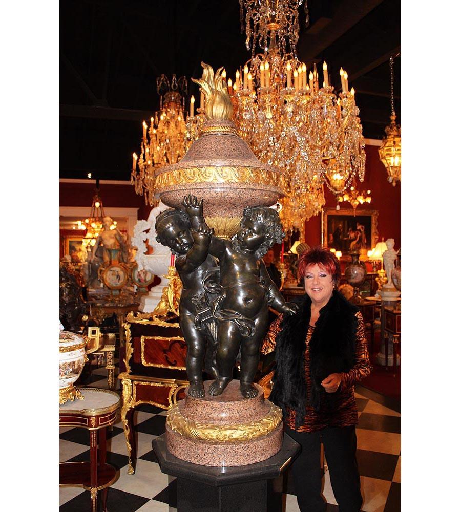 Monumental Pair French 19th Century Putto Flambeaux Urns Torchere Urn Sculptures For Sale 17