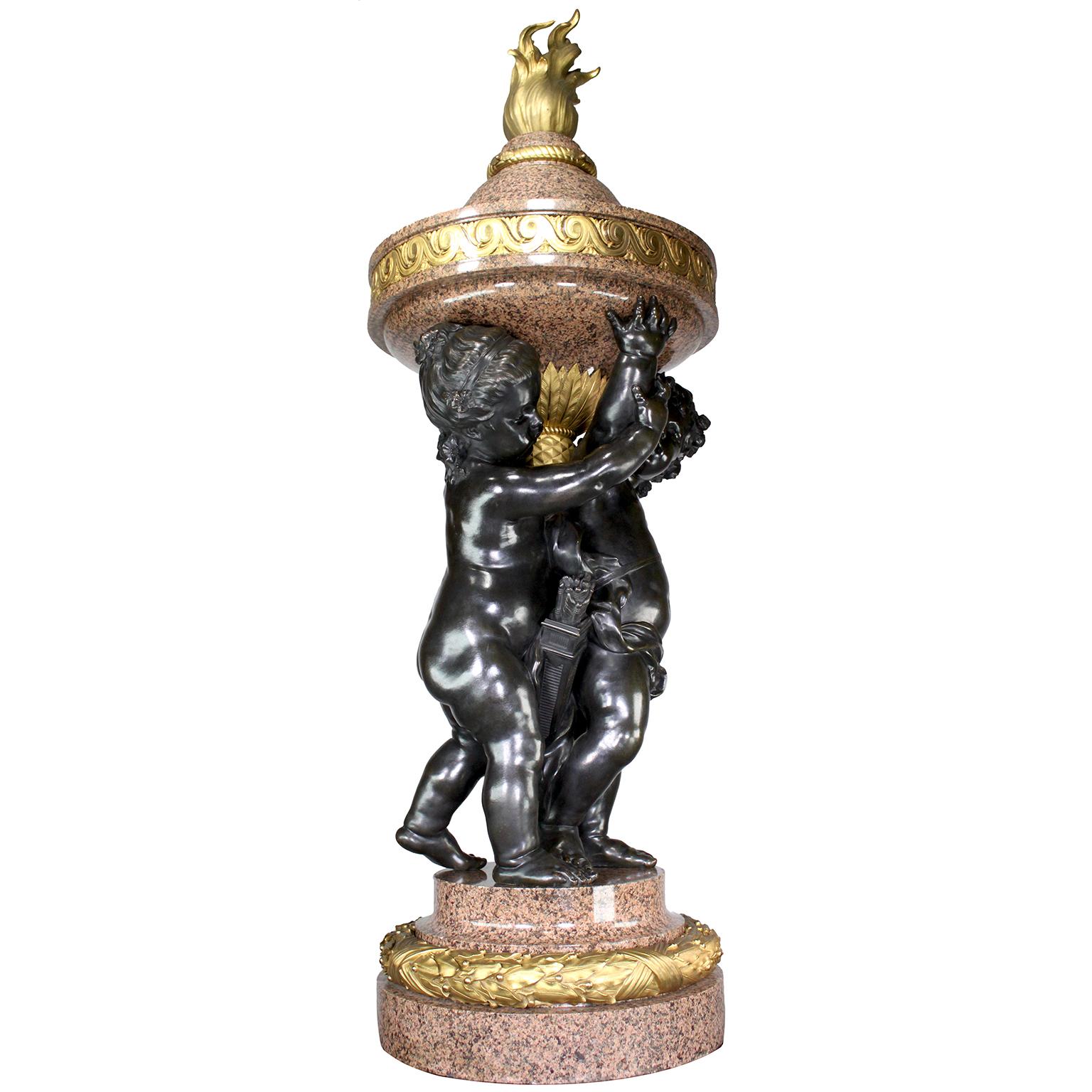 Monumental Pair French 19th Century Putto Flambeaux Urns Torchere Urn Sculptures For Sale 4