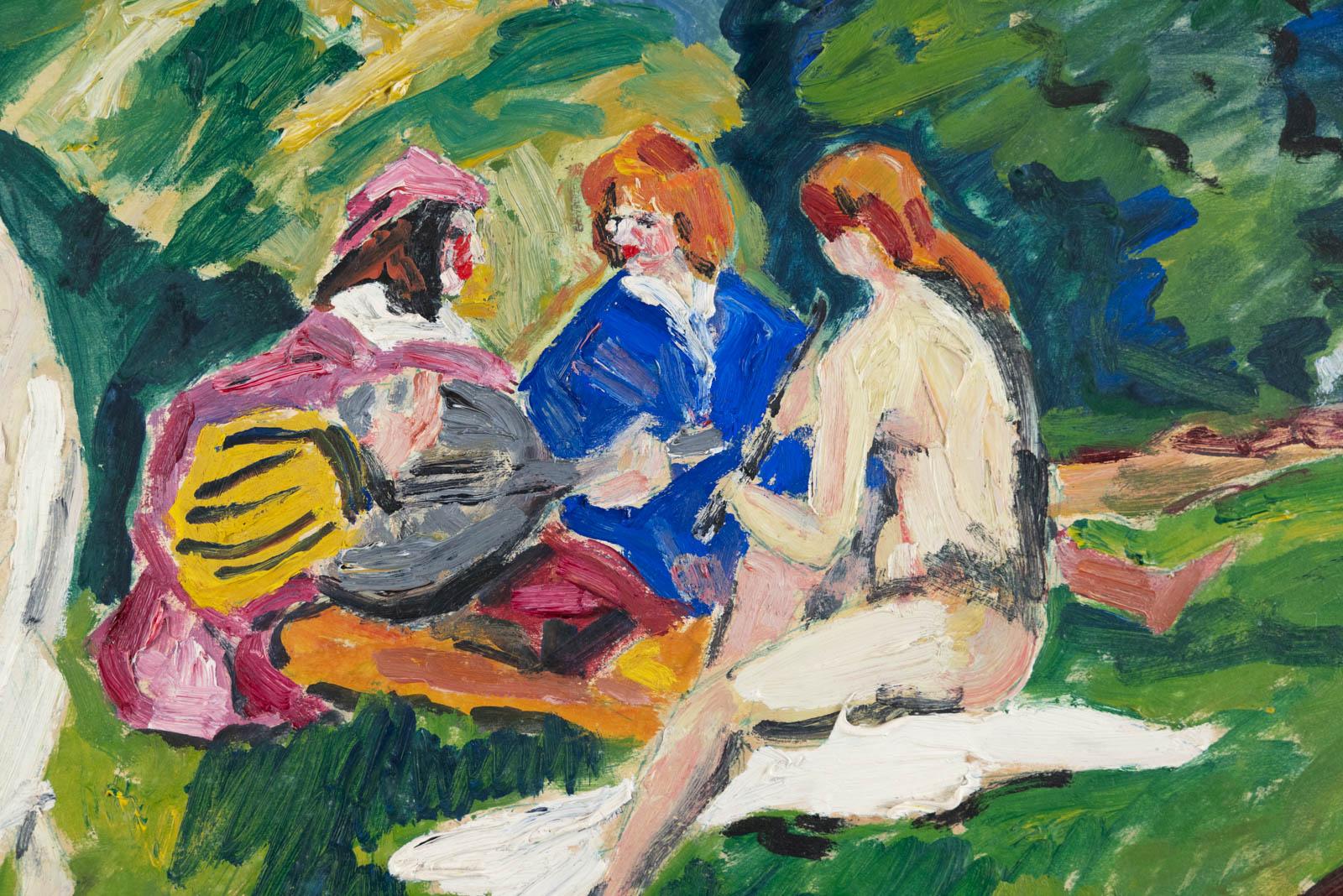 Le Déjeuner Sur l'Herbe Aux Andelys - Painting Espressionista di René SAUTIN