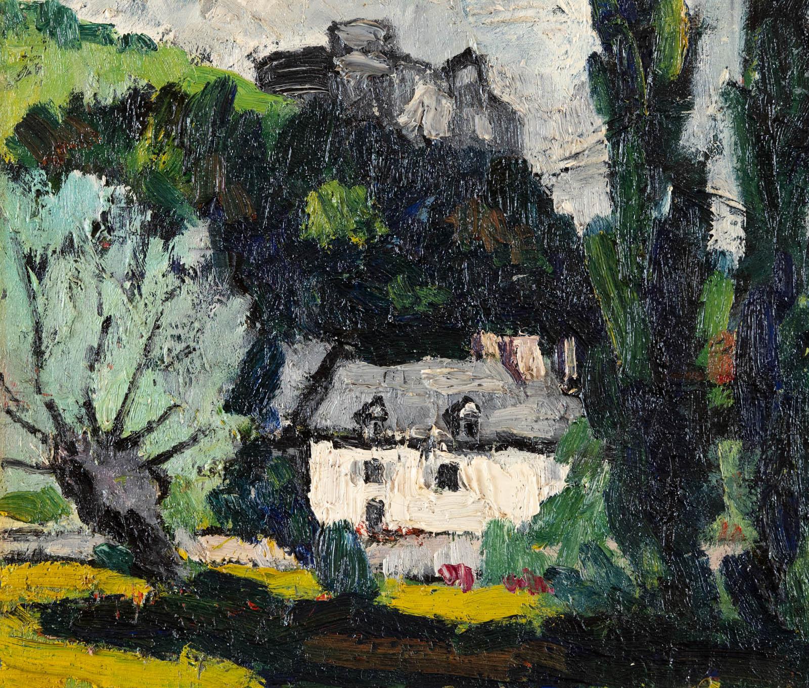Les Andelys, La Maison blanche - Figurative Painting Marrone di René SAUTIN