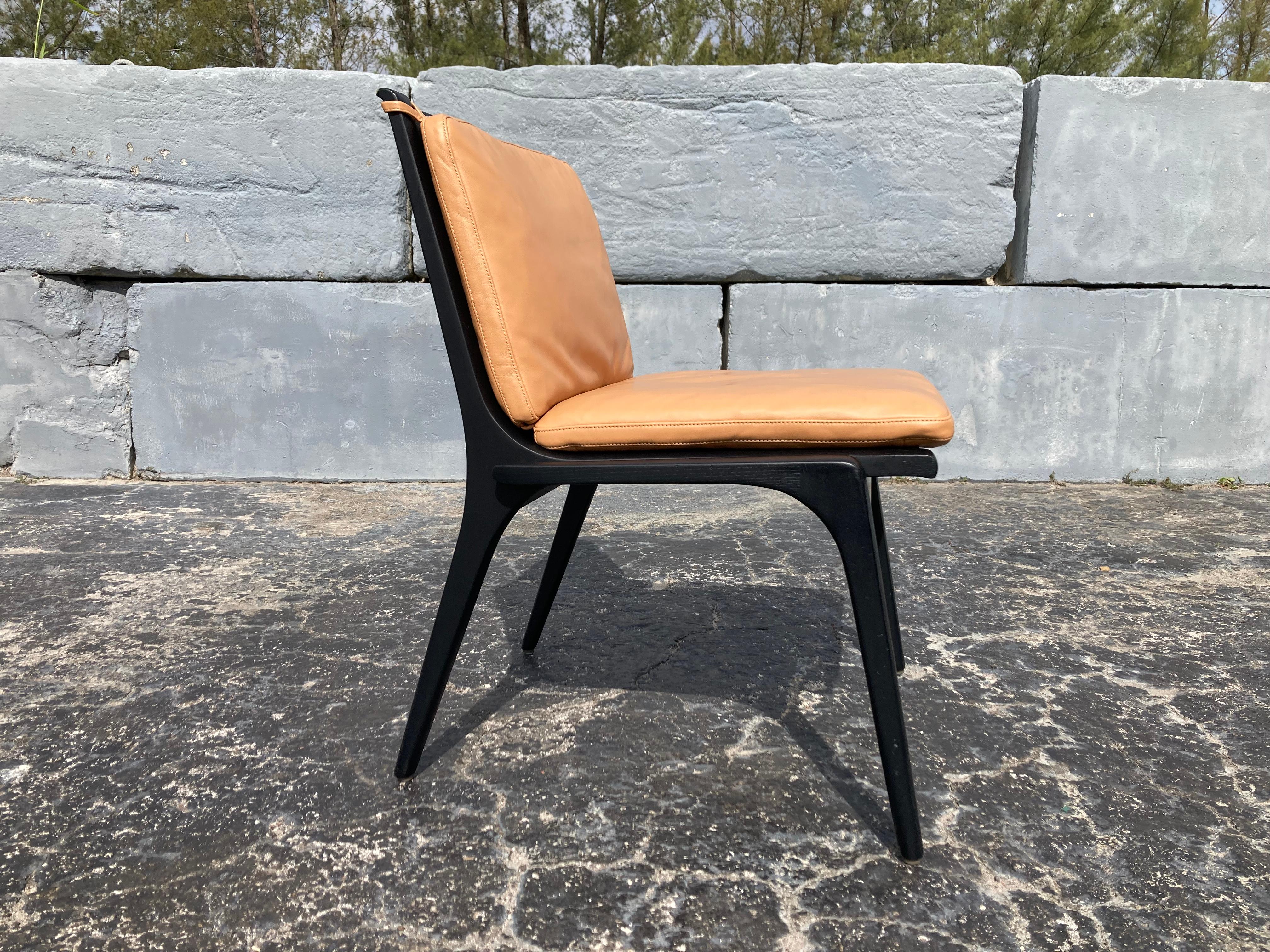 Moderne Chaise d'appoint Rén Stellar Works Space Copenhagen, Oak Oak, Leather en vente