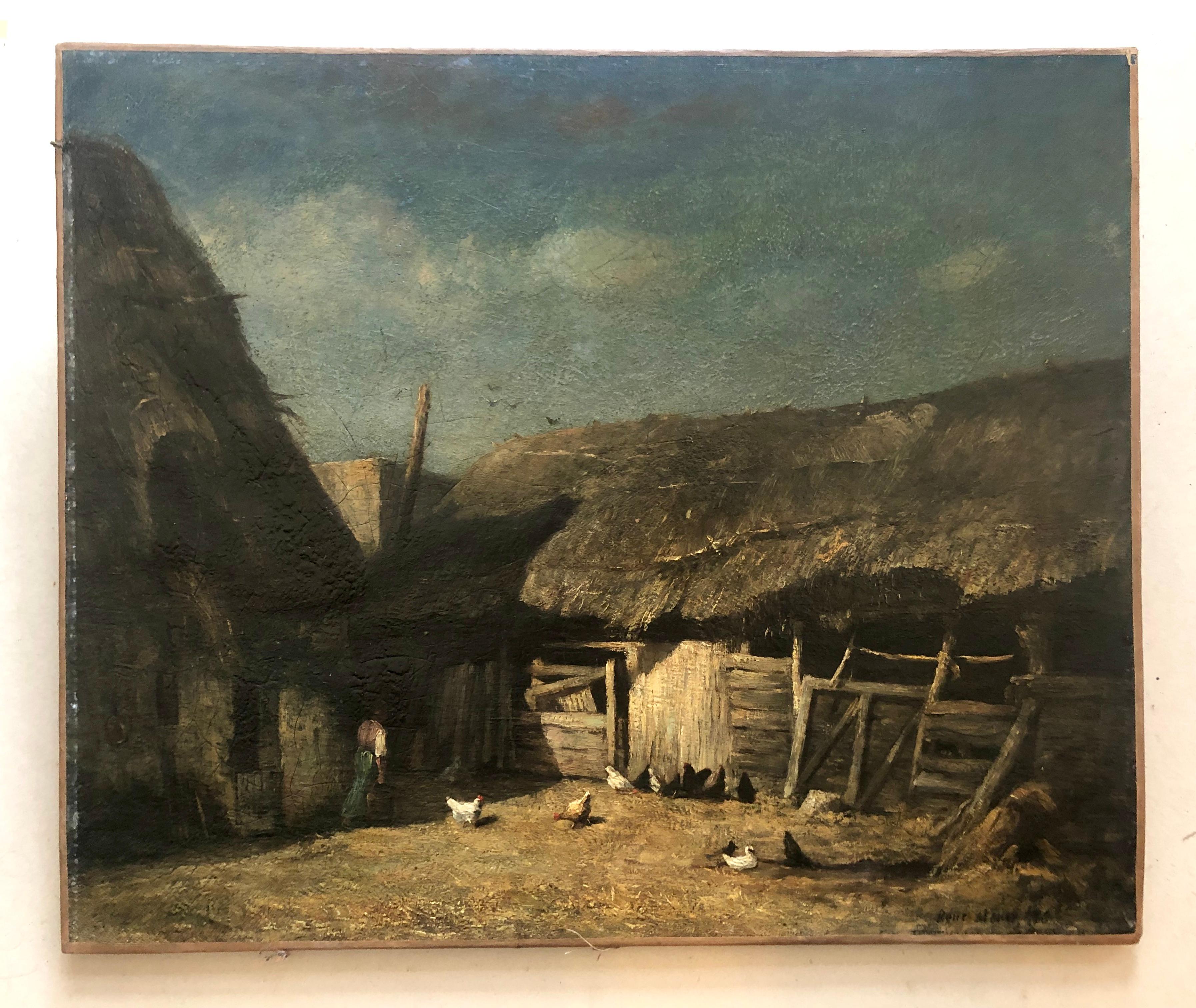 Rene Tener, Jardinière animée, huile sur toile - Painting de René Tener