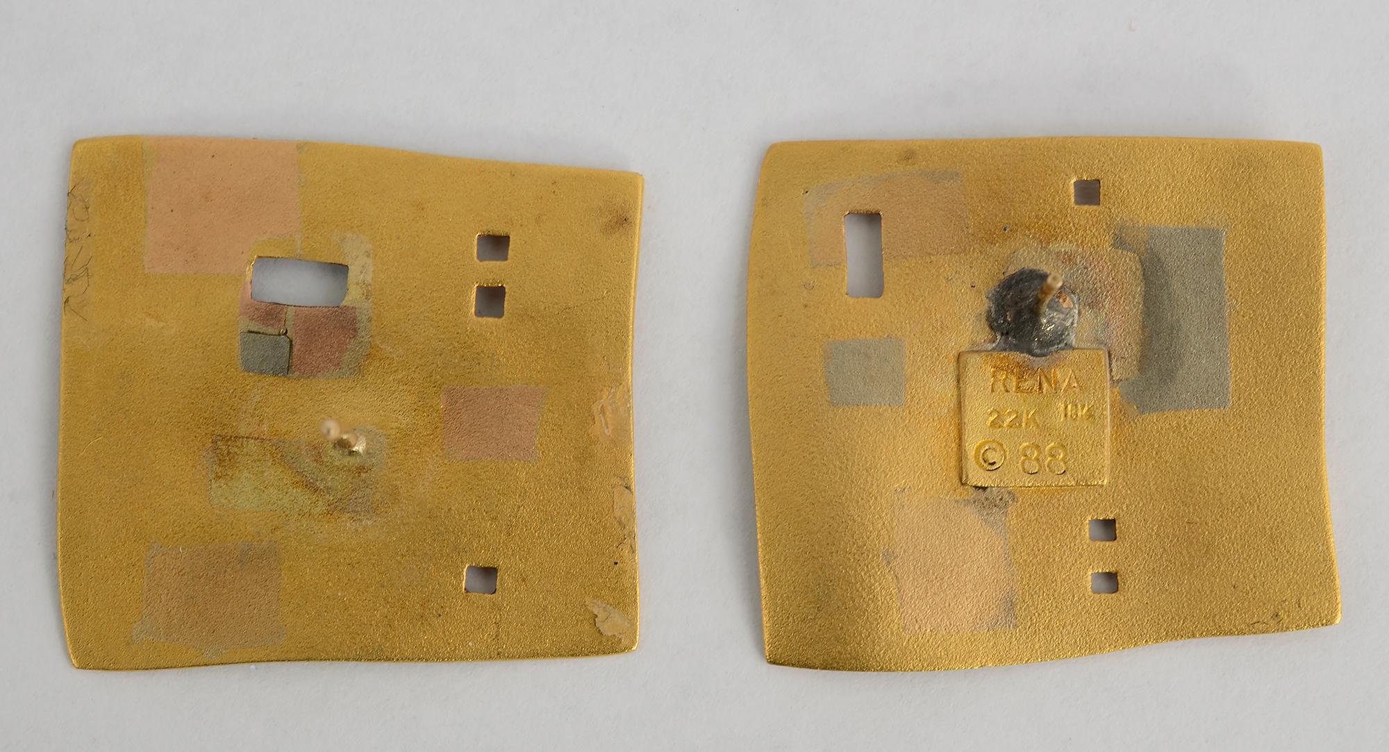 Rena Koopman Gold Earrings In Excellent Condition In Darnestown, MD