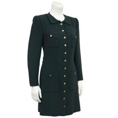 Rena Lange 1990's Forest Green Dress