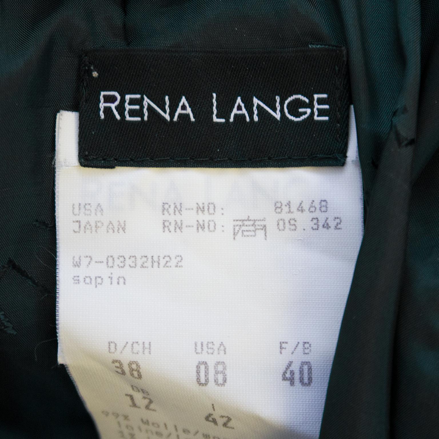 Rena Lange 1990's Forest Green Dress In Excellent Condition For Sale In Toronto, Ontario