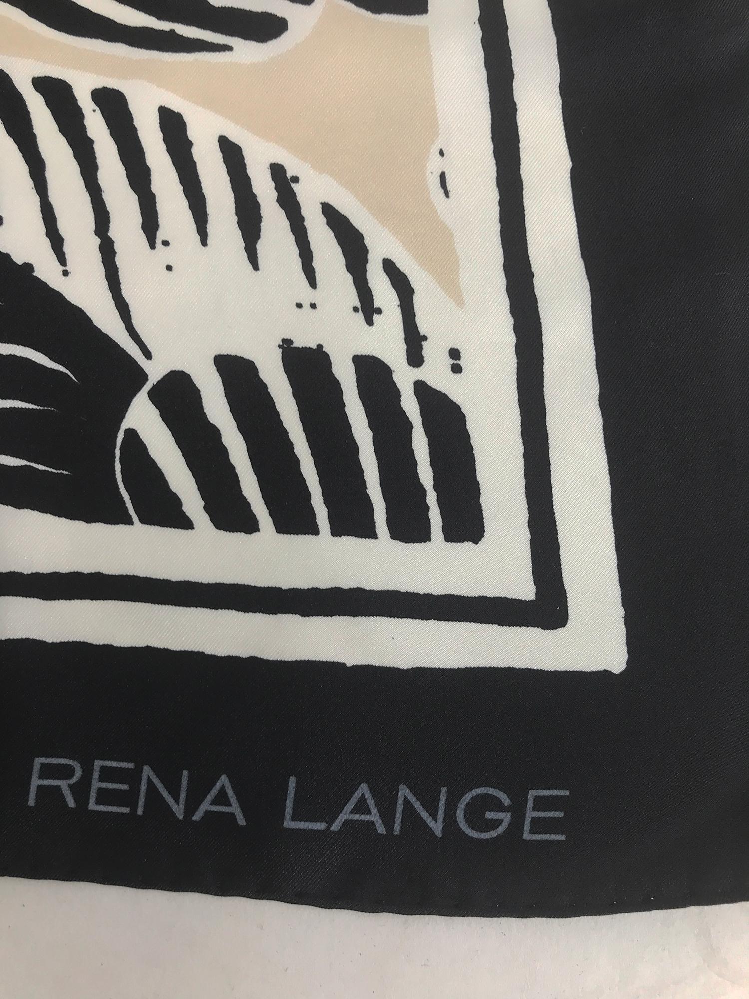 Rena Lange Black & Cream Fantasy Blooms Silk Twill Scarf 34