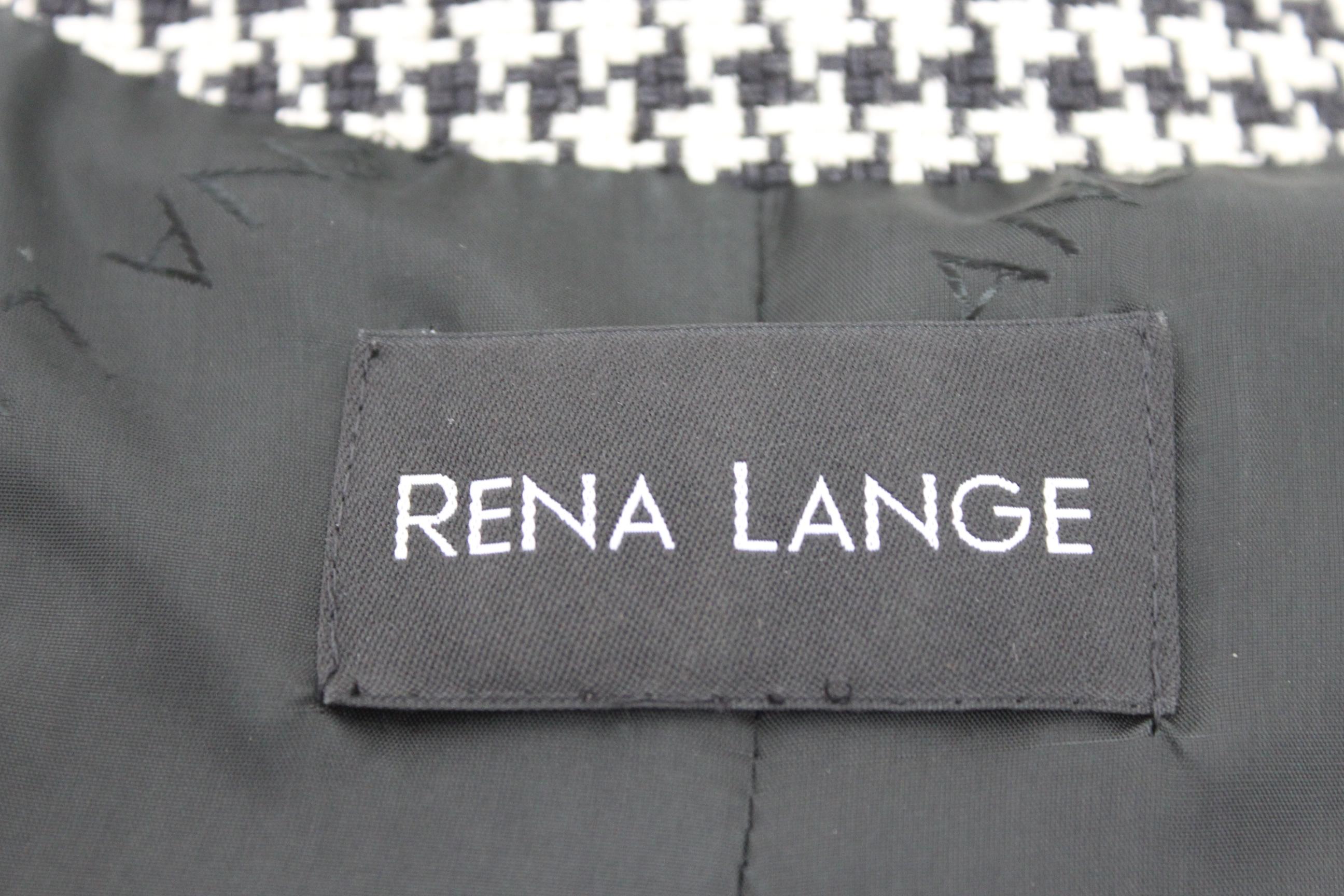Rena Lange Black White Silk Houndstooth Flared Cocktail Jacket   3