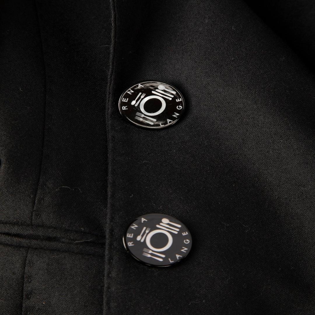 Rena Lange Black Wool Blazer & Skirt Set Size M In Good Condition For Sale In London, GB