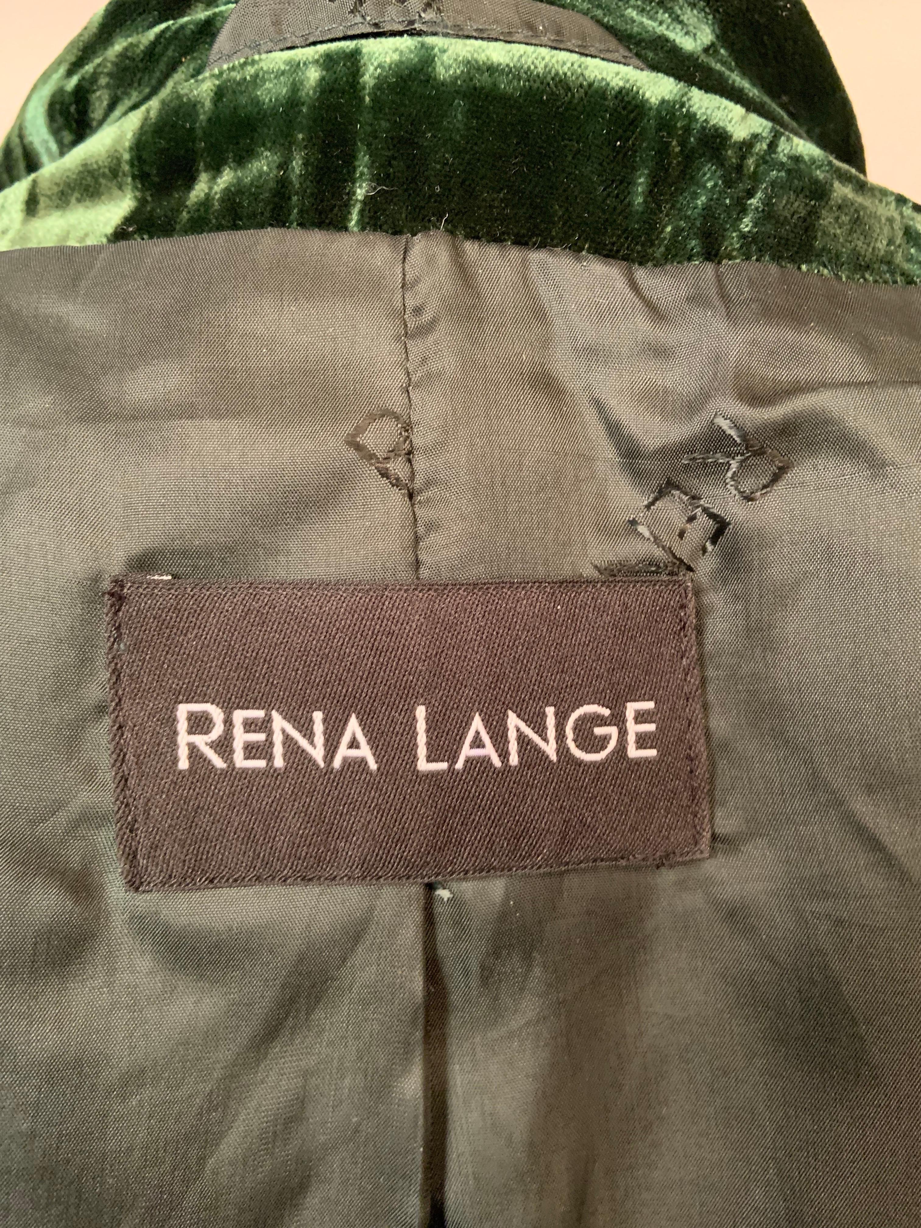 Rena Lange Veste à perles en velours écrasé vert foncé en vente 4