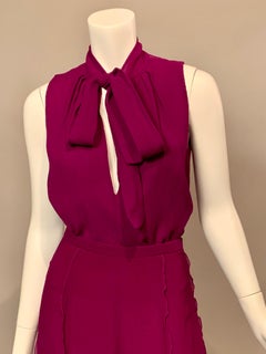 Rena Lange Grape Silk Chiffon Blouse and Palazzo Pants