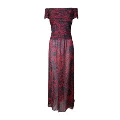 Rena Lange - Robe asymétrique en mousseline de soie imprimée léopard, années 1990