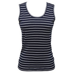 RENA LANGE Sleeveless Knit Sweater Top Striped Black White Sleeveless Sz M
