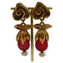 RENA LANGE Vintage Red Resin Dangling Earrings