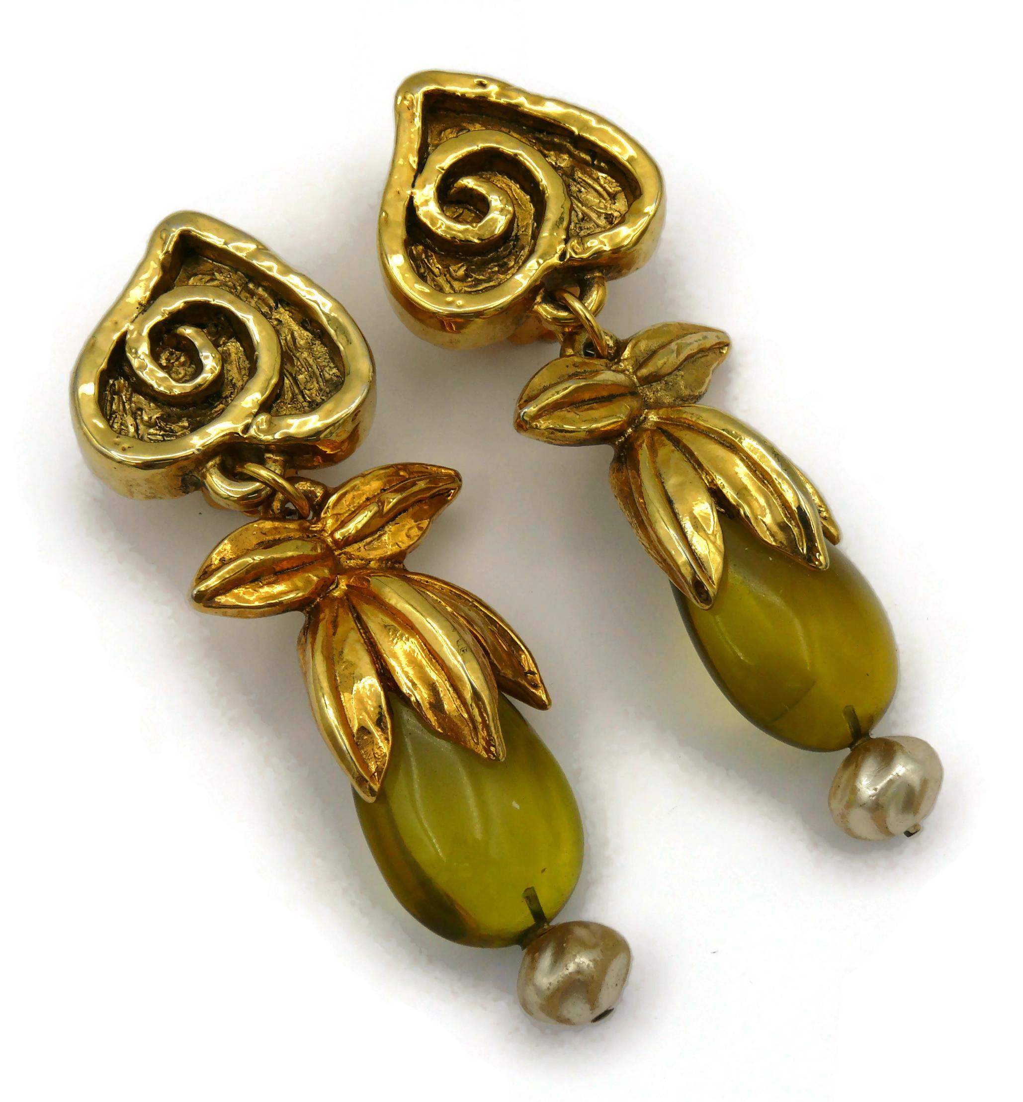 RENA LANGE Vintage Resin Dangling Earrings In Good Condition For Sale In Nice, FR
