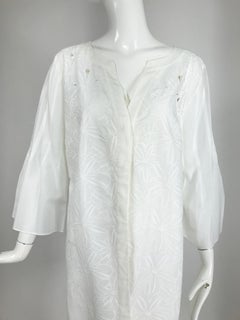 Rena Lange White Embroidered Cotton Cut Work Button Tunic  12