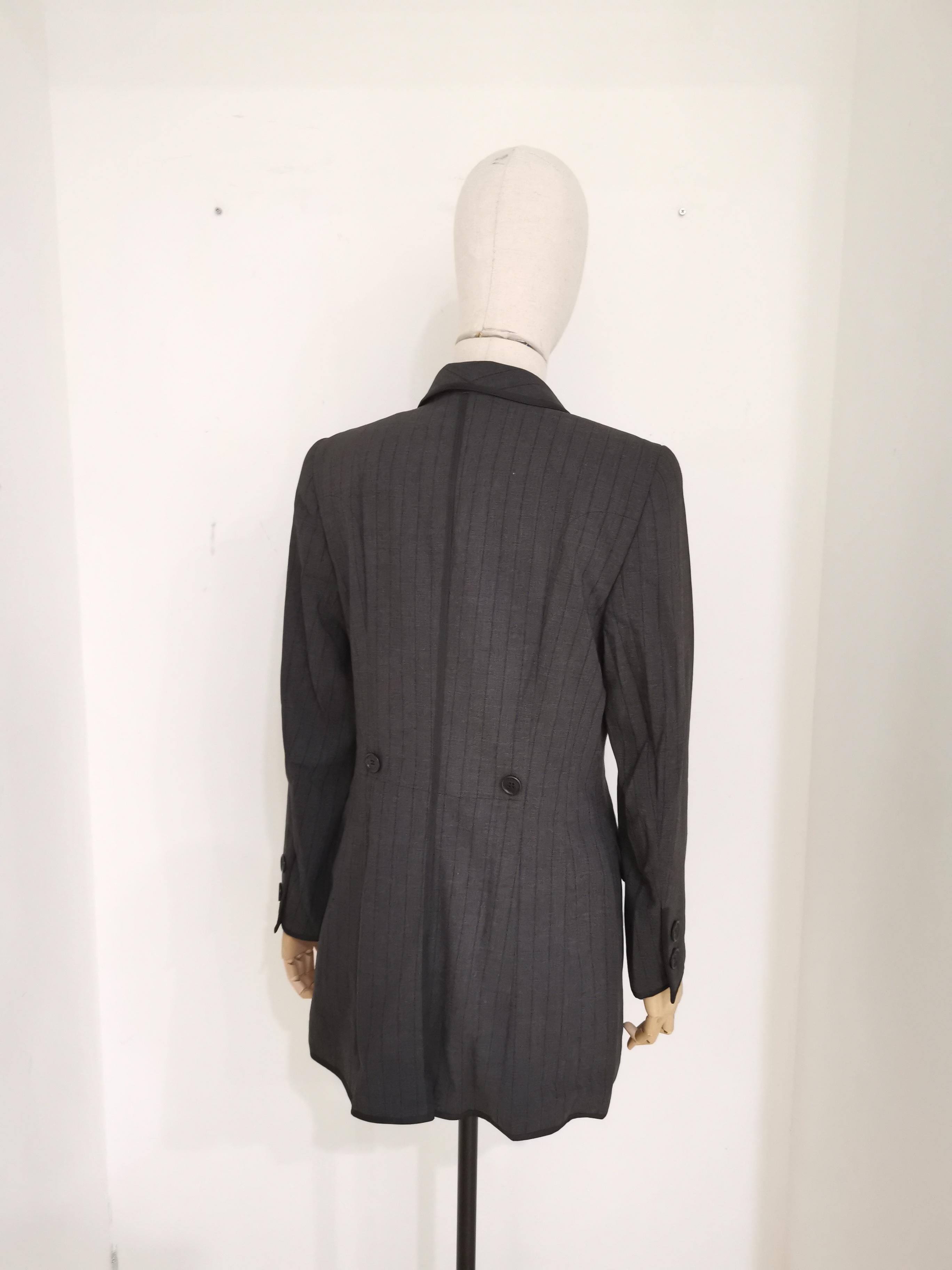 Rena Lange wool grey blazer jacket NWOT In Excellent Condition For Sale In Capri, IT