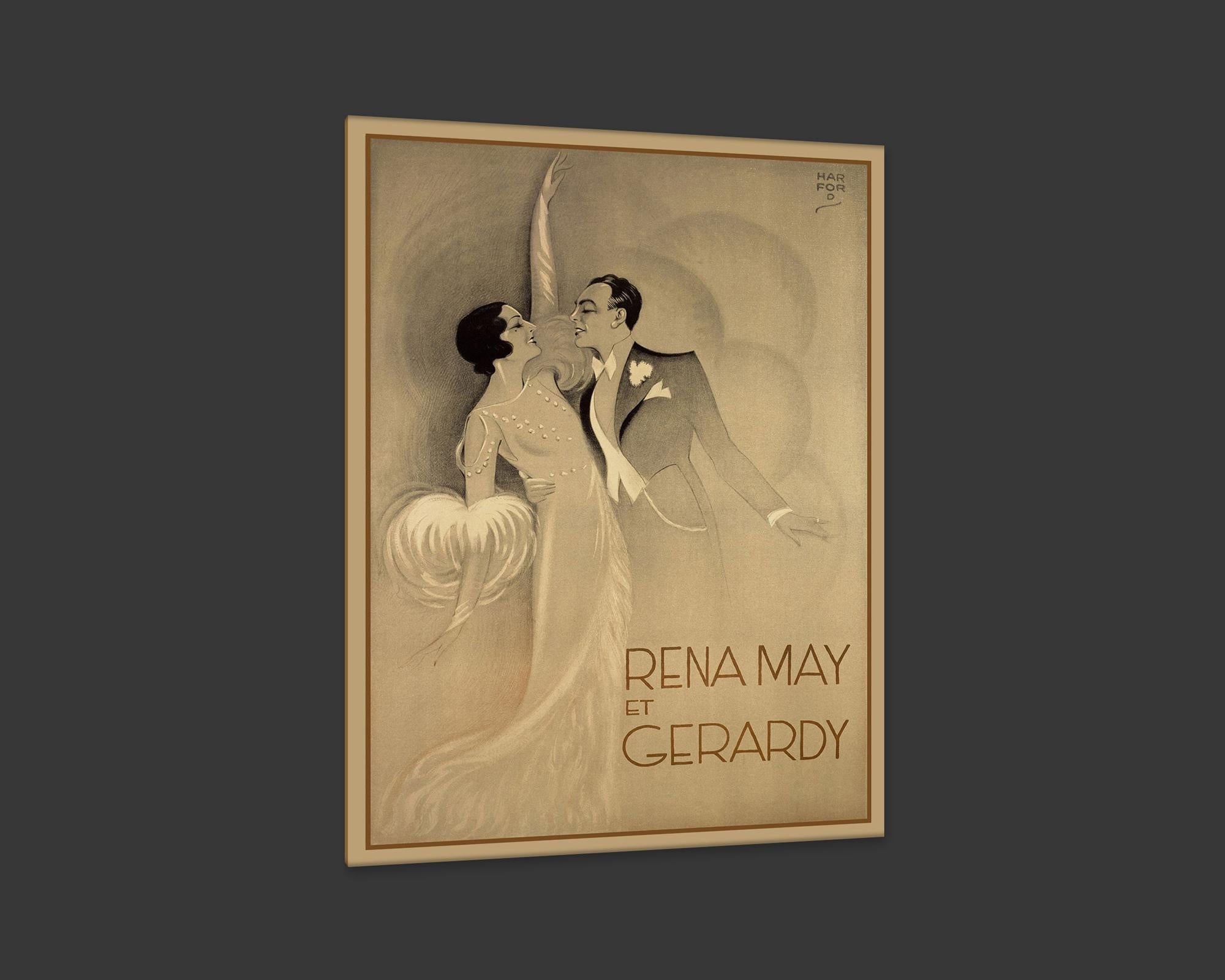 American Rena May et Gerardy, after Art Deco Poster by the Artist Harford For Sale