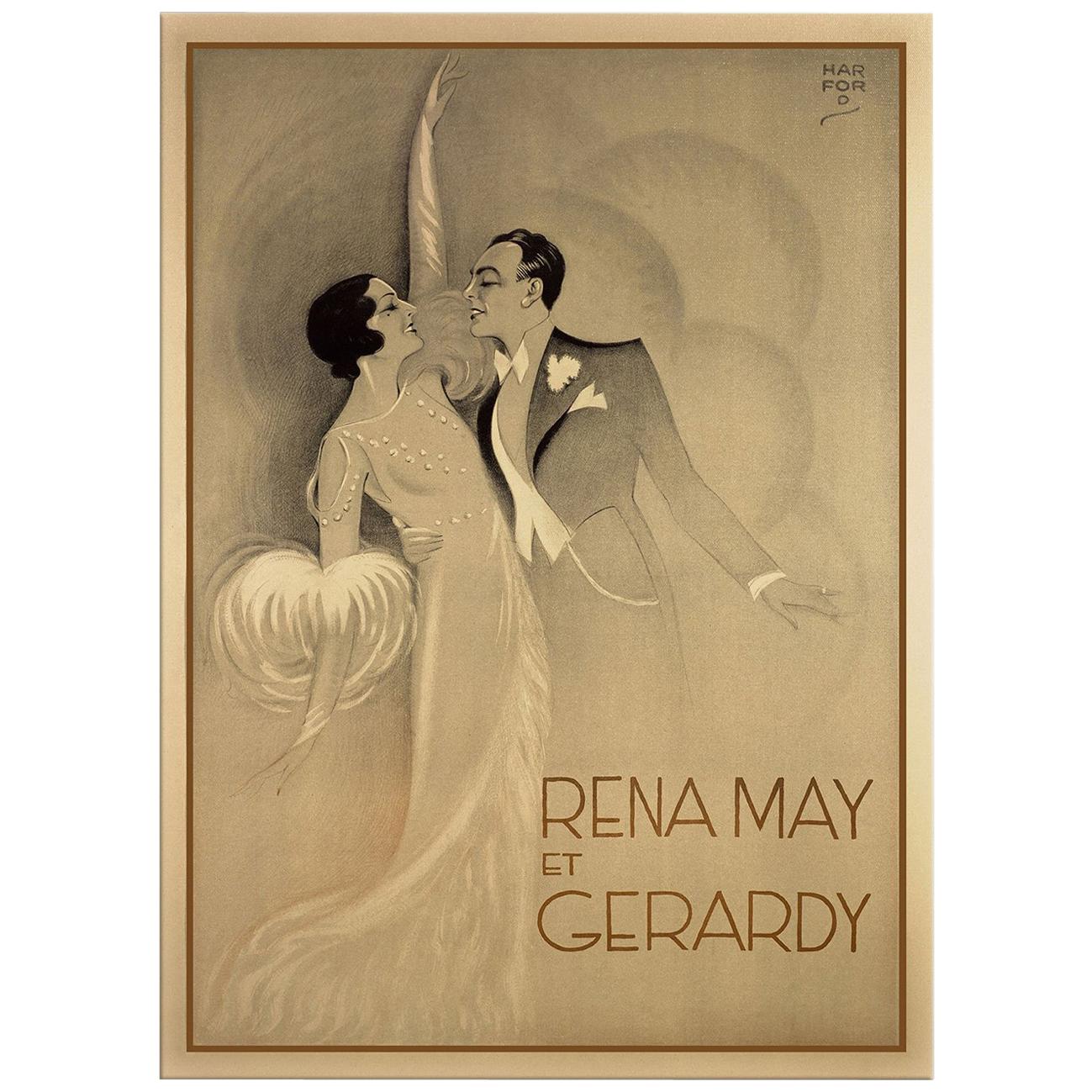 Rena May et Gerardy, after Art Deco Poster by the Artist Harford For Sale