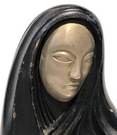 Rena Rosenthal, Madonna & Child, Art Deco Wood & Metal Sculpture, ca. 1920’s