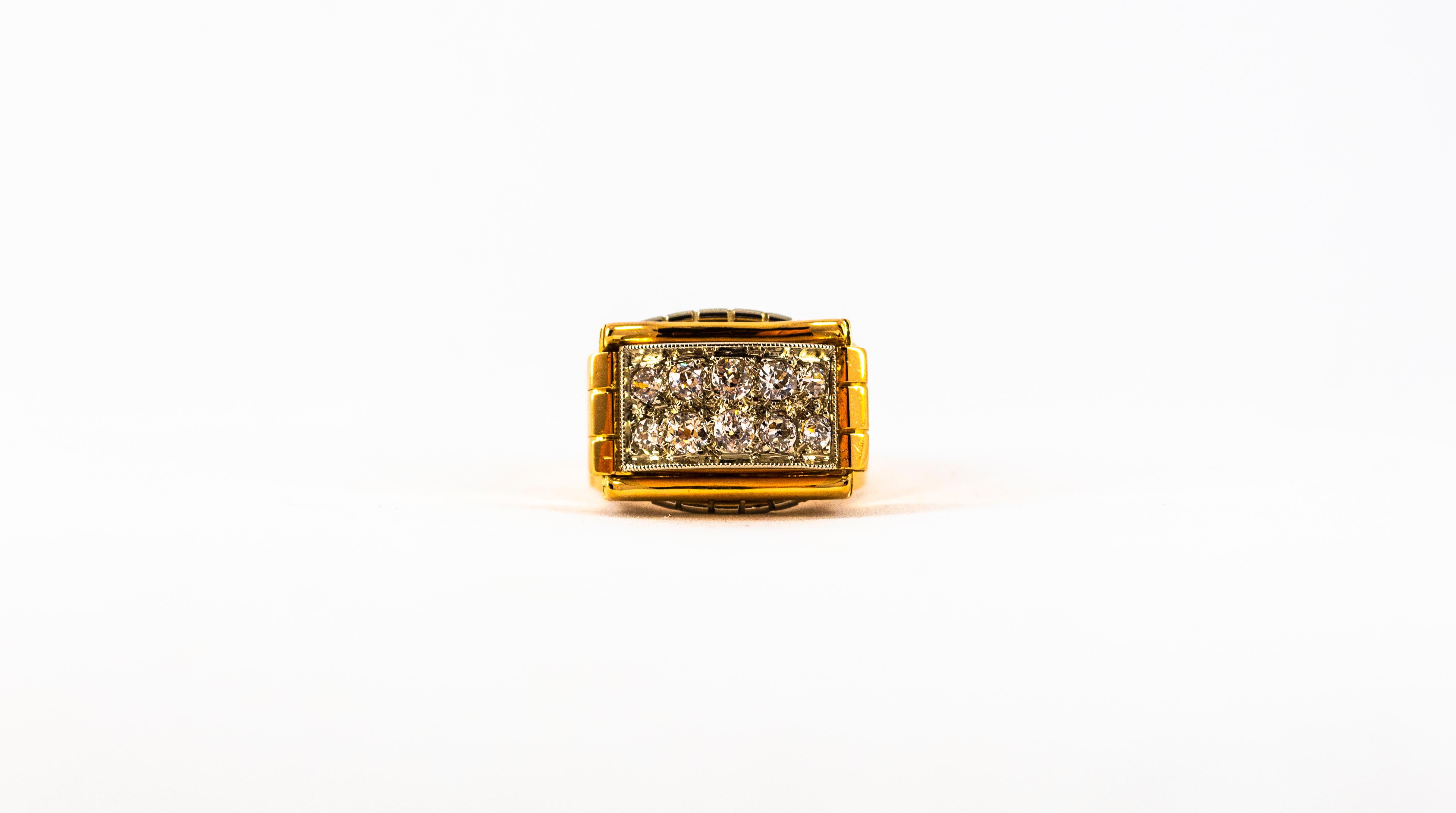 Renaissance 0.70 Carat White Old European Cut Diamond Yellow Gold Cocktail Ring 6