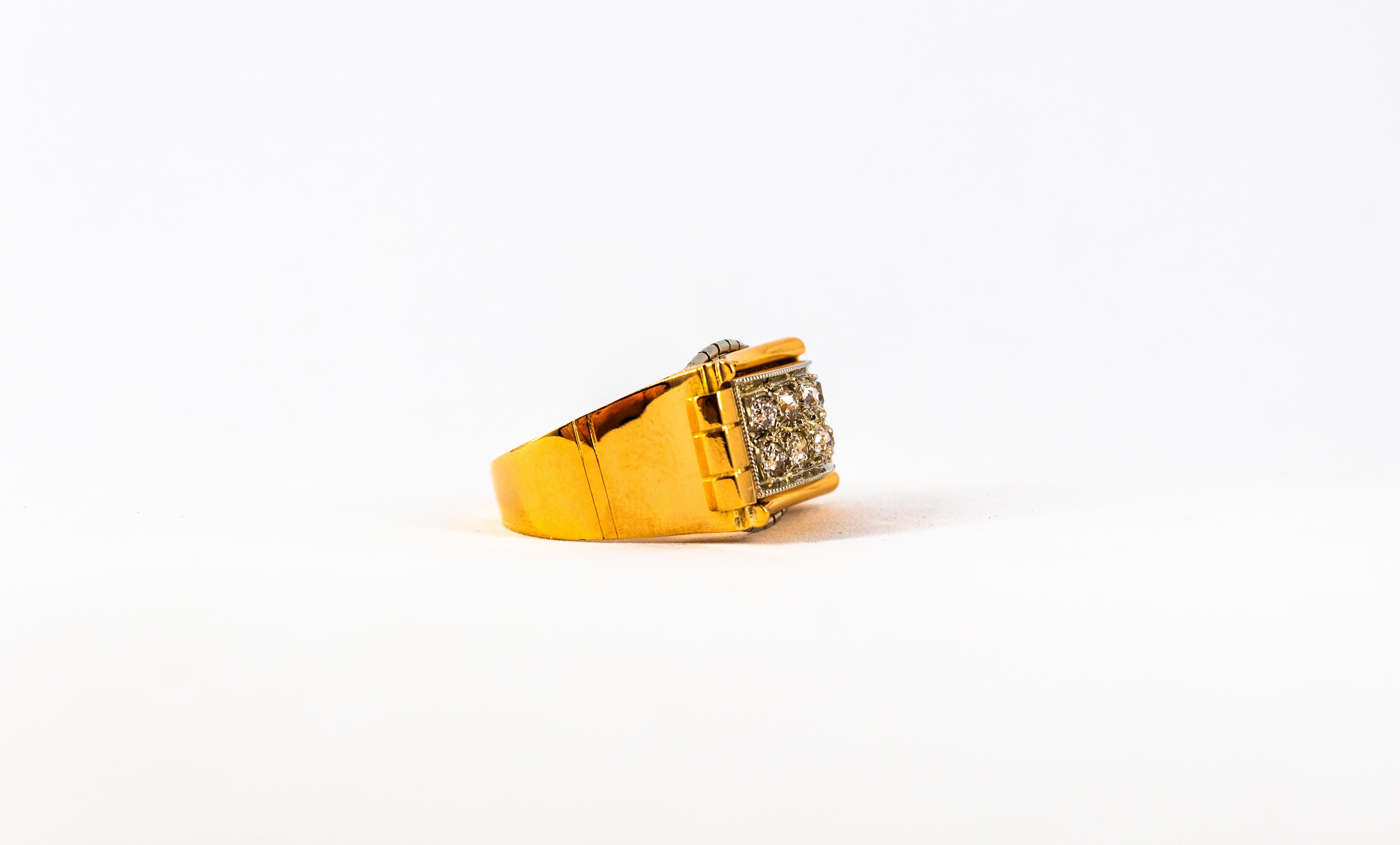 Renaissance 0.70 Carat White Old European Cut Diamond Yellow Gold Cocktail Ring 10