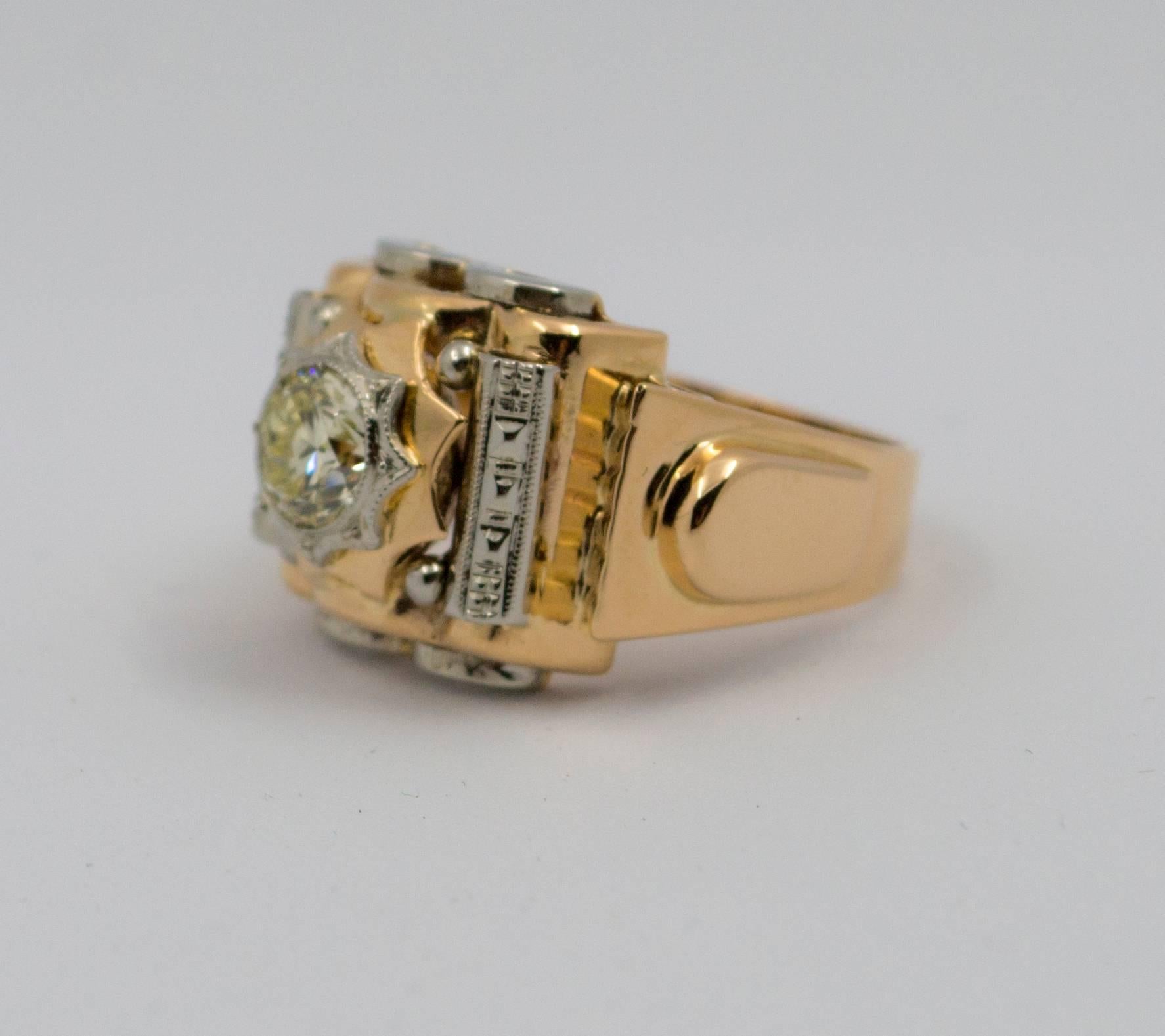 Renaissance 0.77 Carat Diamond Yellow Gold Ring 1