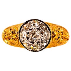 Renaissance 0.80 Carat White Old European Cut Diamond Yellow Gold Cocktail Ring