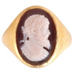 Renaissance 18kt Gold Agate Cameo Men's Ring Depicting Charles V