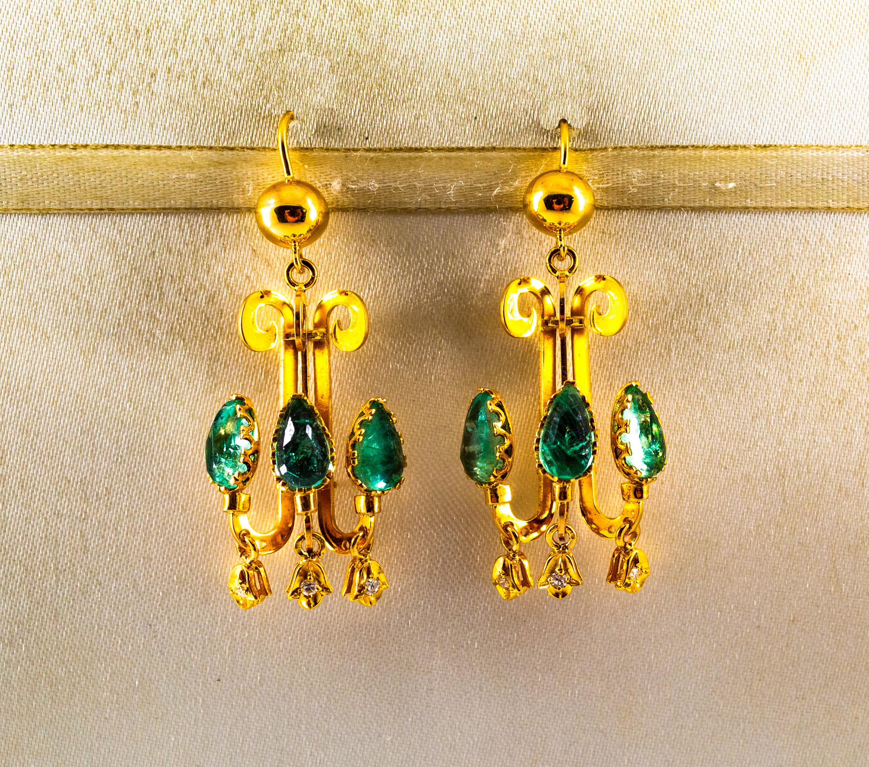 These Stud Earrings are made of 14K Yellow Gold.
These Earrings have 0.12 Carats of White Modern Round Cut Diamonds.
These Earrings have also 5.00 Carats of Columbia Emeralds.
These Earrings are available also with Aquamarine.
All our Earrings have