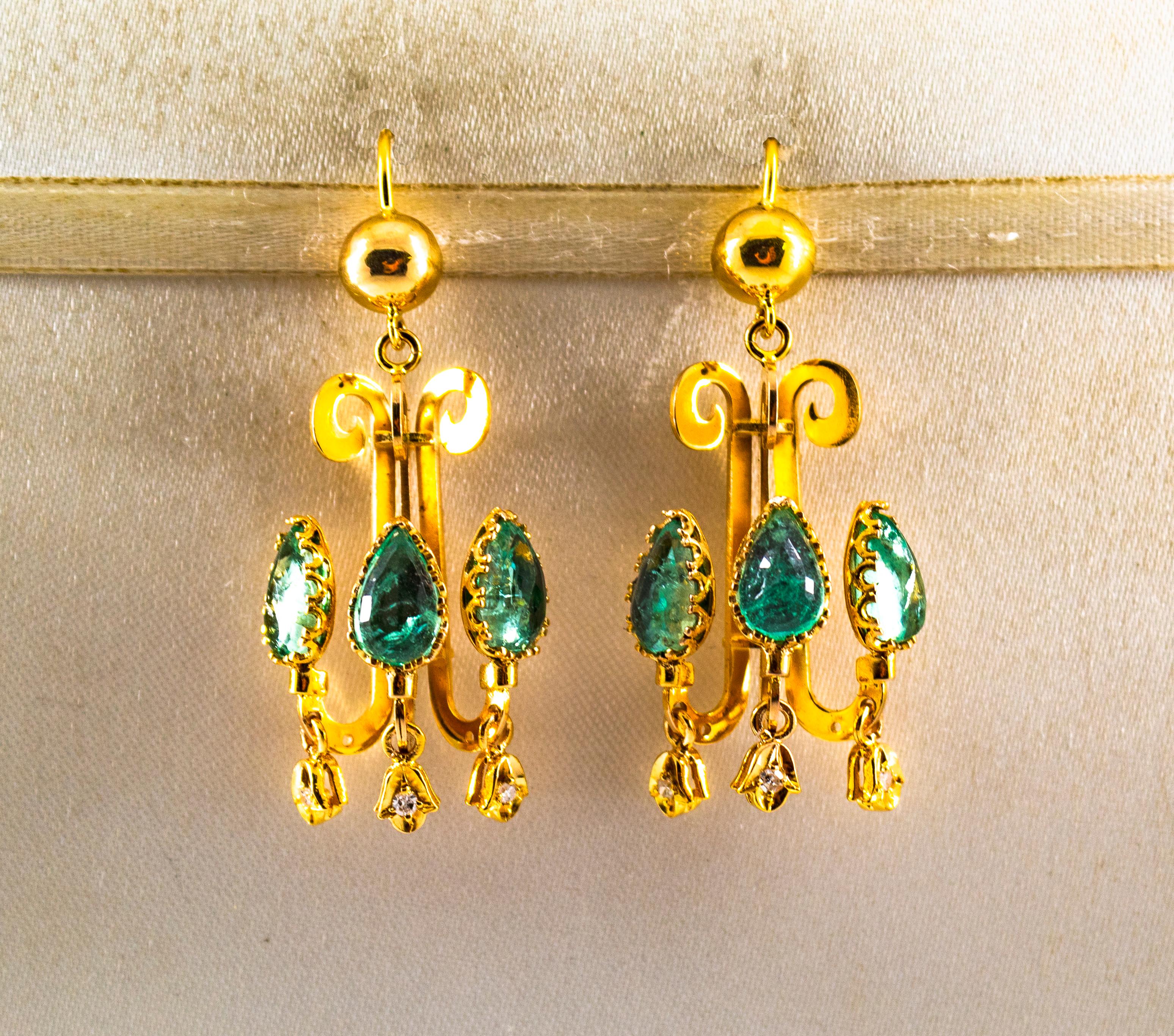 These Stud Earrings are made of 14K Yellow Gold.
These Earrings have 0.12 Carats of White Modern Round Cut Diamonds.
These Earrings have also 5.70 Carats of Columbia Emeralds.
These Earrings are available also with Aquamarine.
All our Earrings have