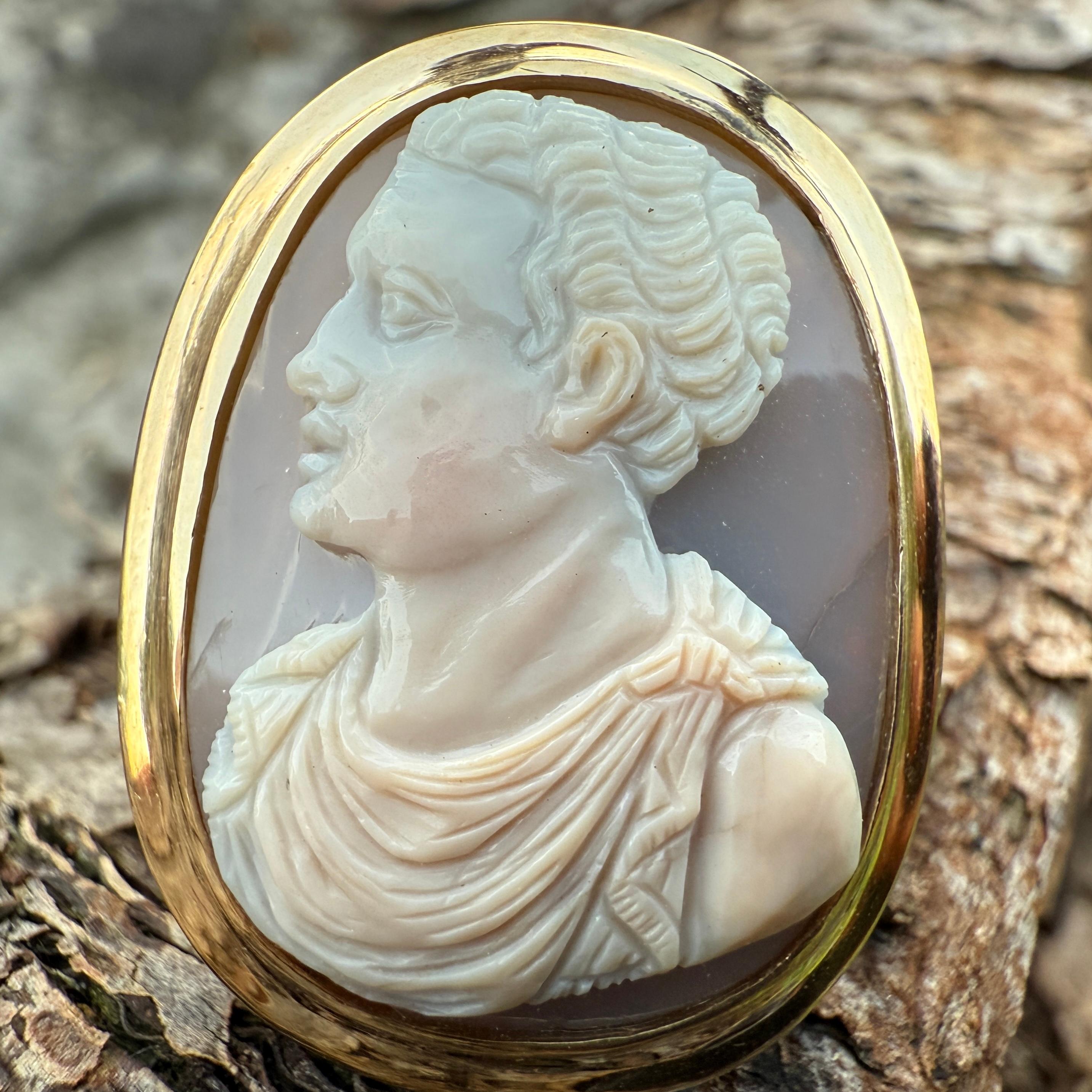 Renaissance-Achat-Kamee-Ring mit der Darstellung eines Julio-Claudianischen Prinzen. im Angebot 6
