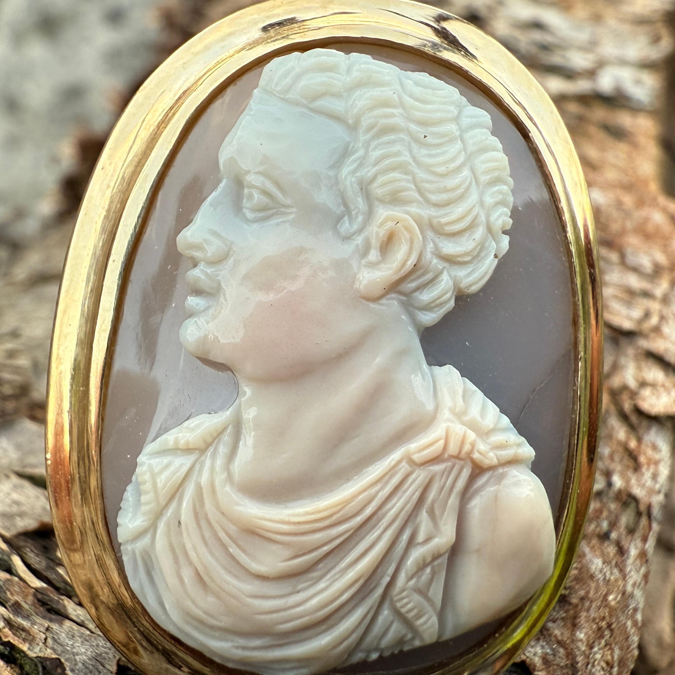 Renaissance-Achat-Kamee-Ring mit der Darstellung eines Julio-Claudianischen Prinzen. im Angebot 7